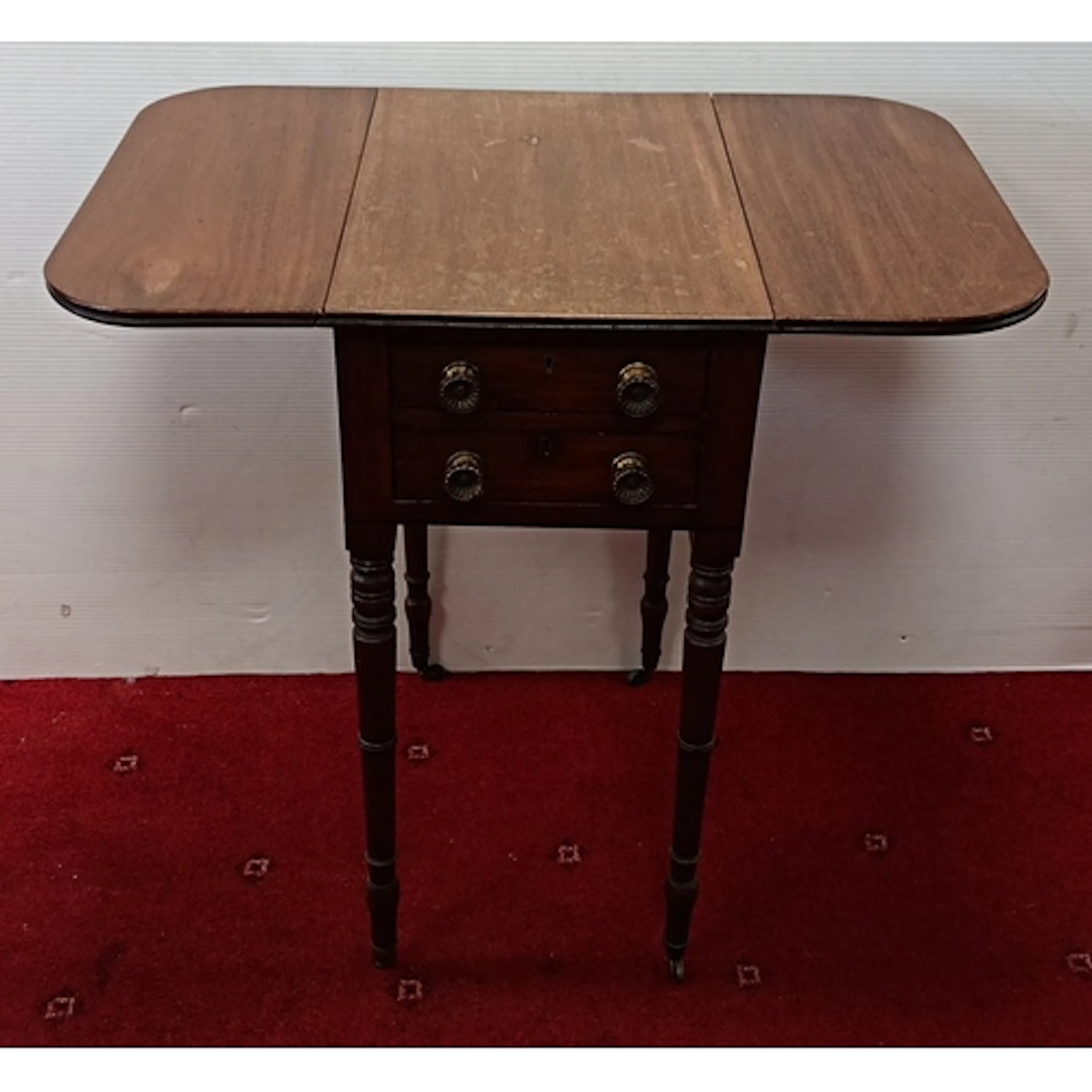 Antique Mahogany Drop-Leaf Work Table H: 69 cm x W: 34.5 cm...