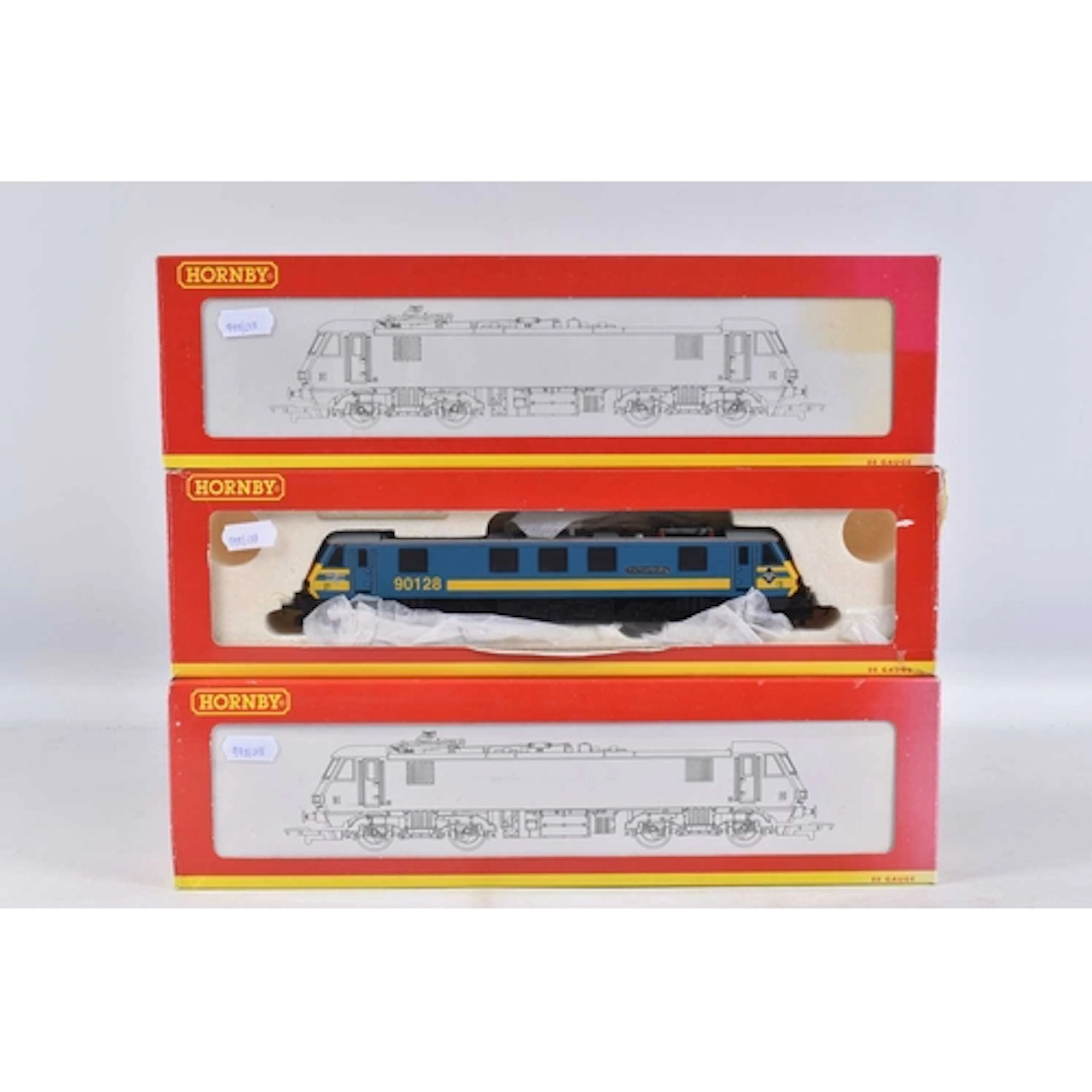 THREE BOXED HORNBY OO GAUGE CLASS 90 LOCOMOTIVES, 'Frachtver...