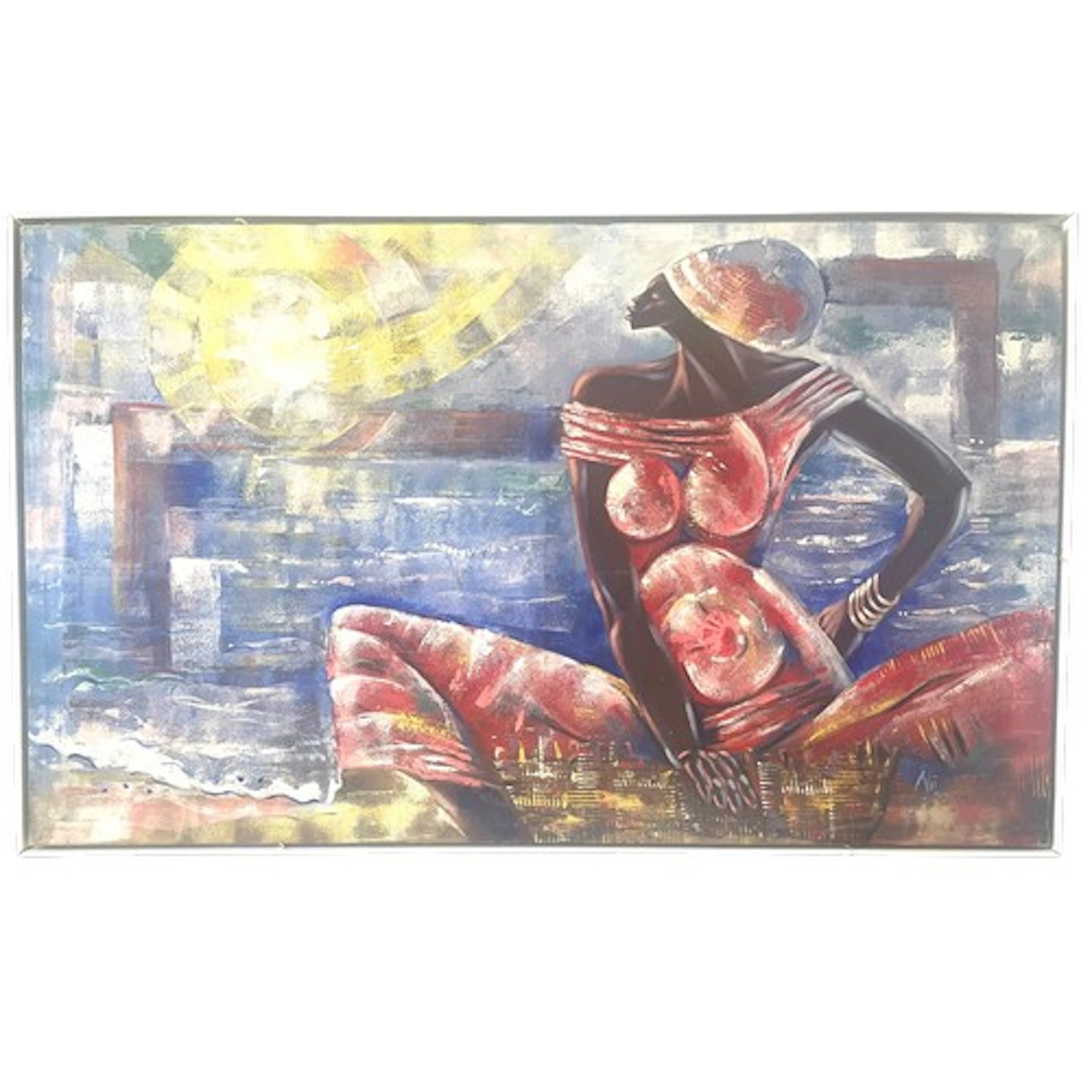 O B (Contemporary Ghanaian artist) “Drum Pulse”, signed lowe...