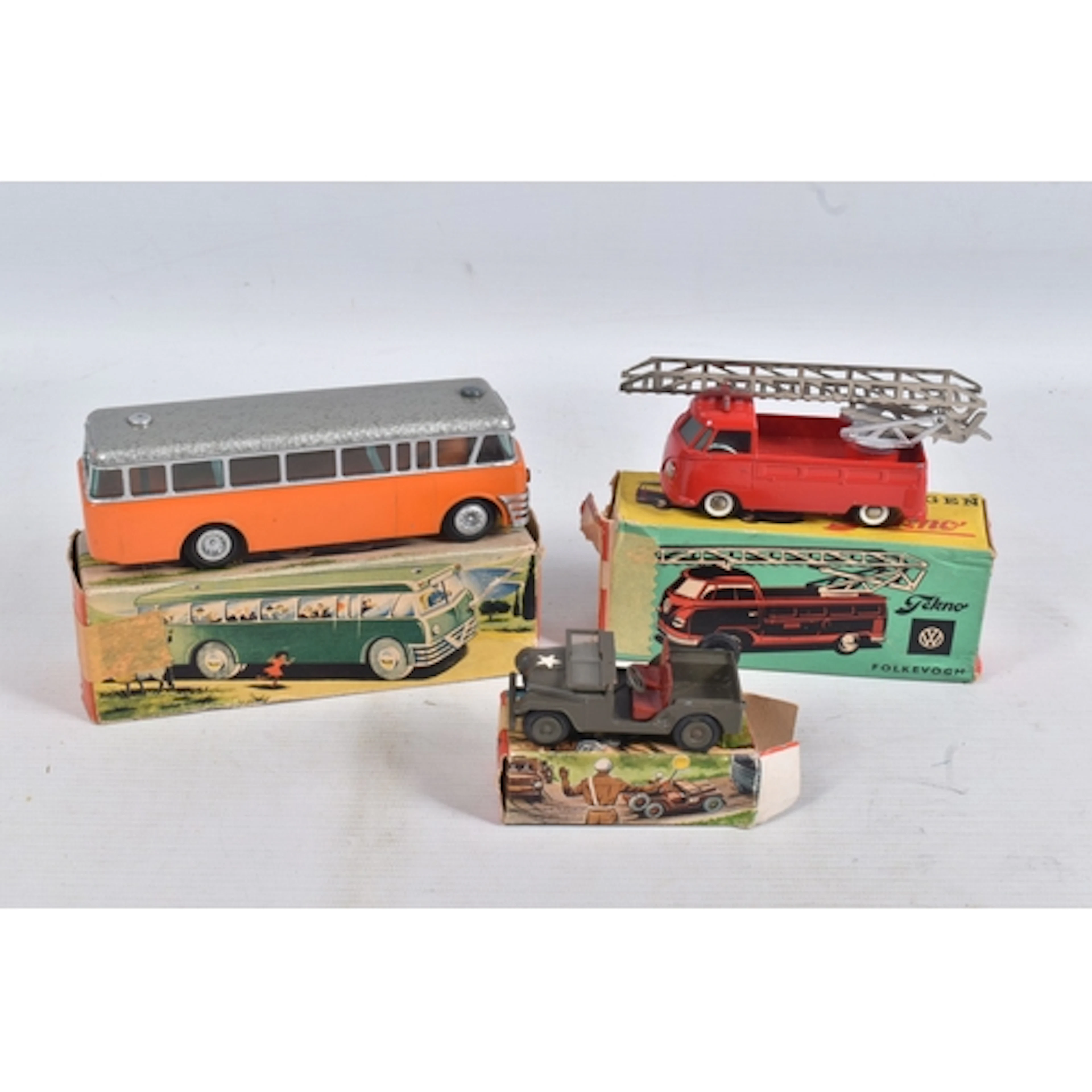 THREE BOXED VINTAGE TEKNO DIECAST VEHICLES, U.S. Military Wi...