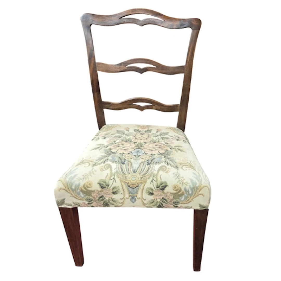 A 19th Century Mahogany Ladder back Dining Chair with Tapest...