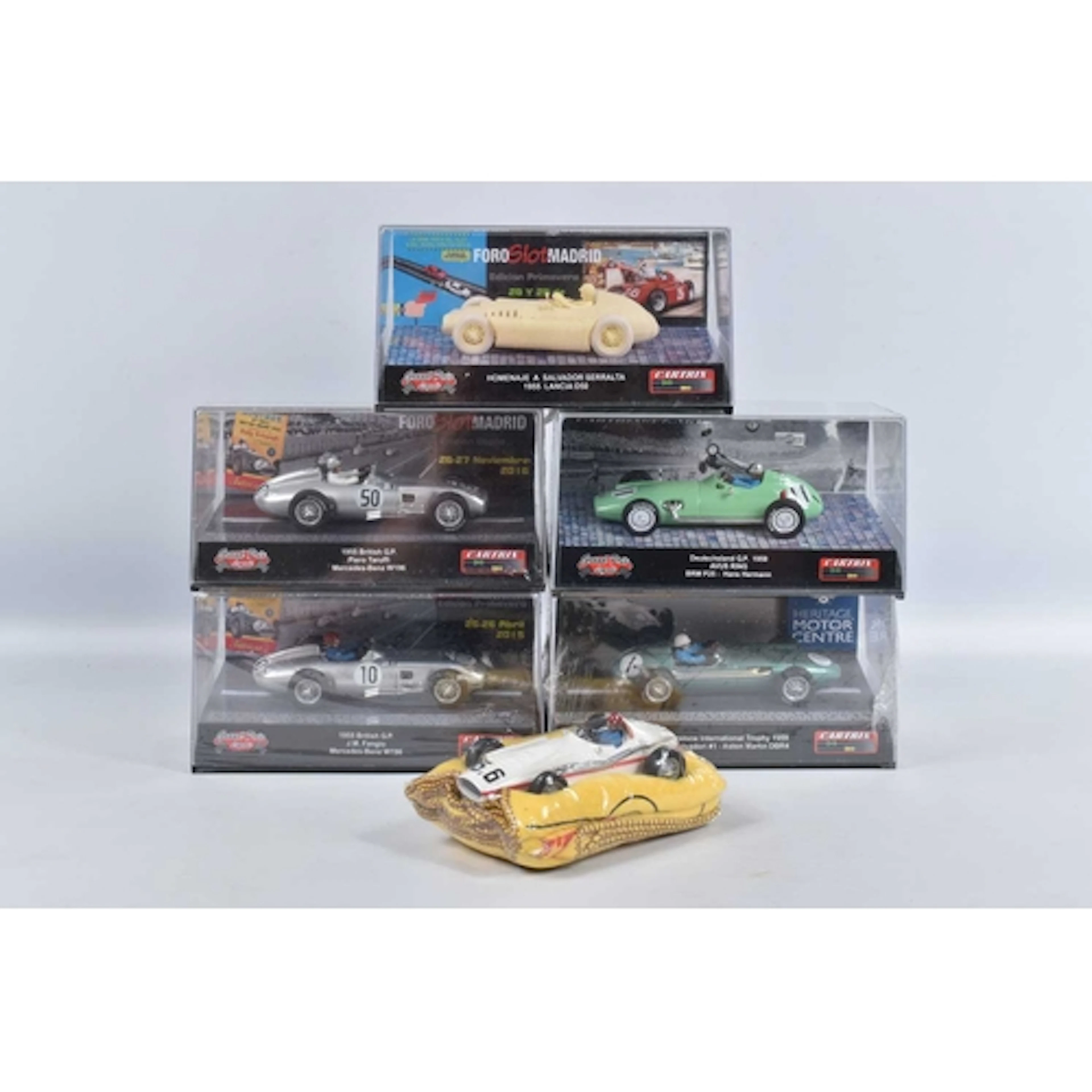FIVE BOXED SEALED CARTRIX GRAND PRIX LEGENDS SLOT CARS, to i...