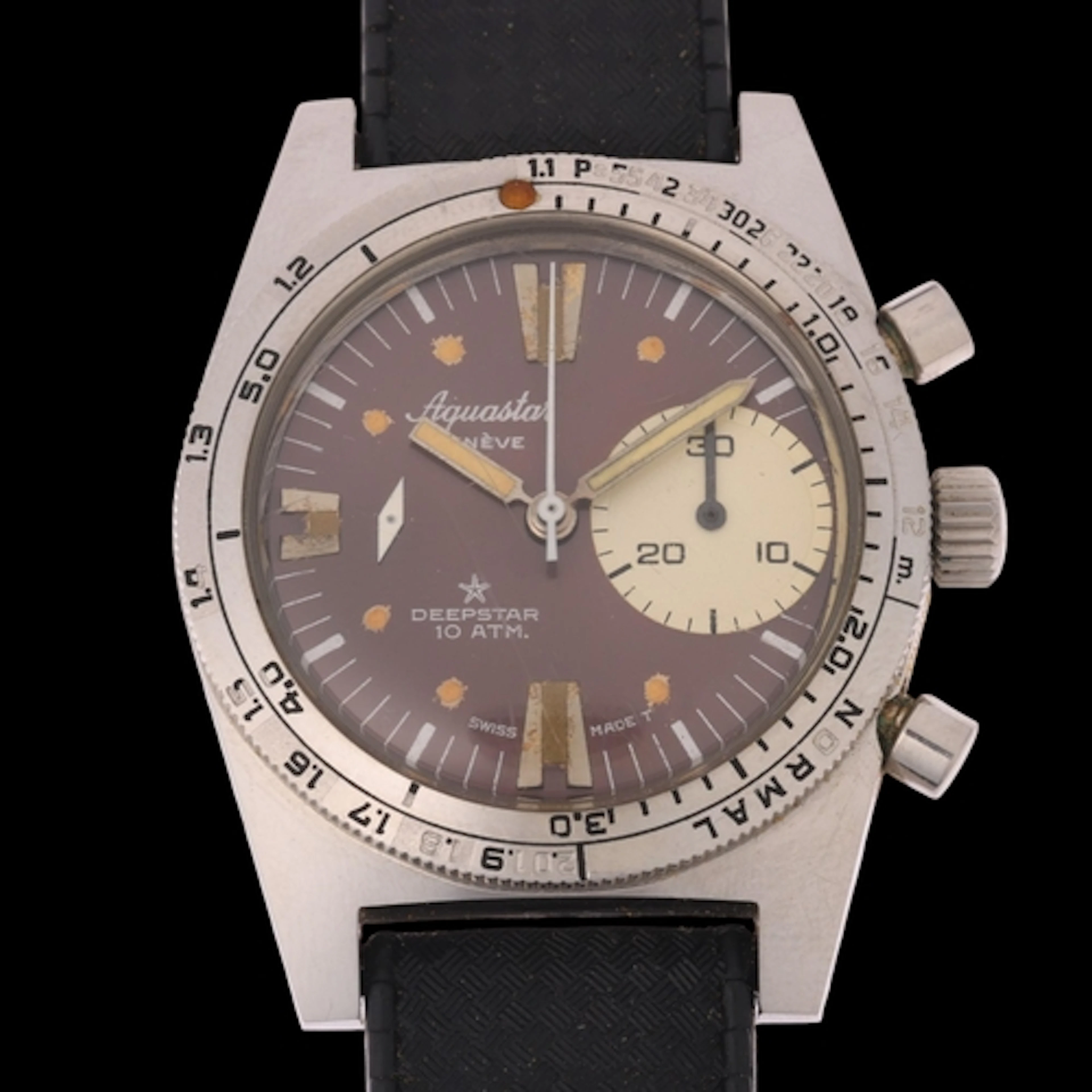 AQUASTAR - a Vintage stainless steel Deepstar 10 ATM "Big Ey...