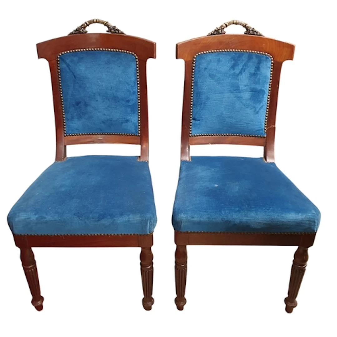 A pair of late 19th Century Mahogany Side Chairs with brass ...
