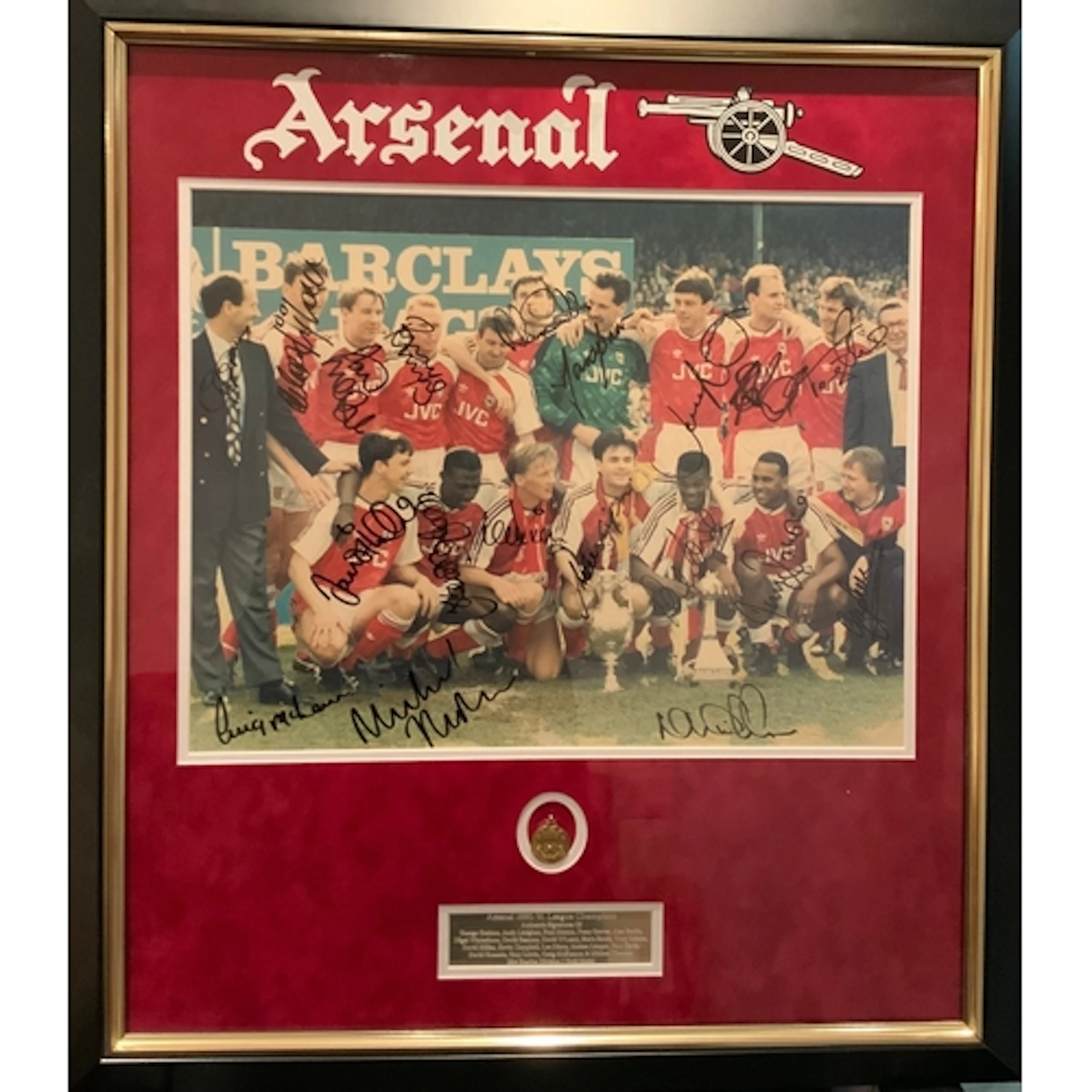 Arsenal 1988 - 1989 League Winners Signed Framed Football Ph...