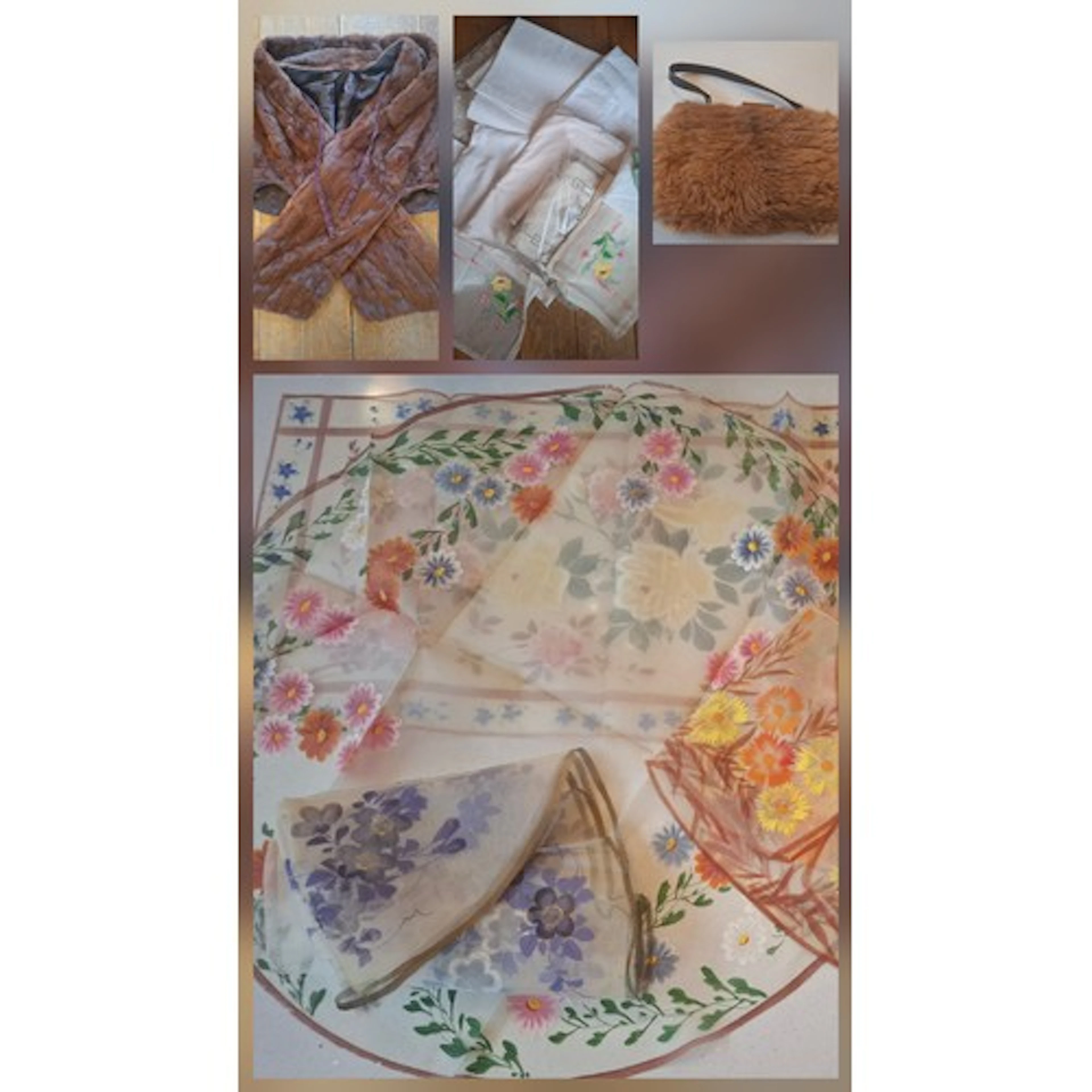 A quantity of costume jewellery, linen, key rings, a fur sto...