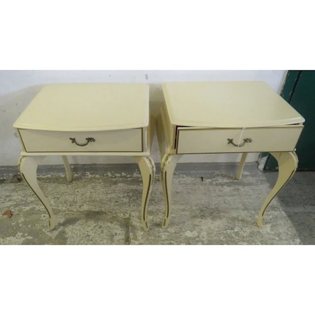Pair Cream Painted Bow Fronted Bedside Cabinets with single ...