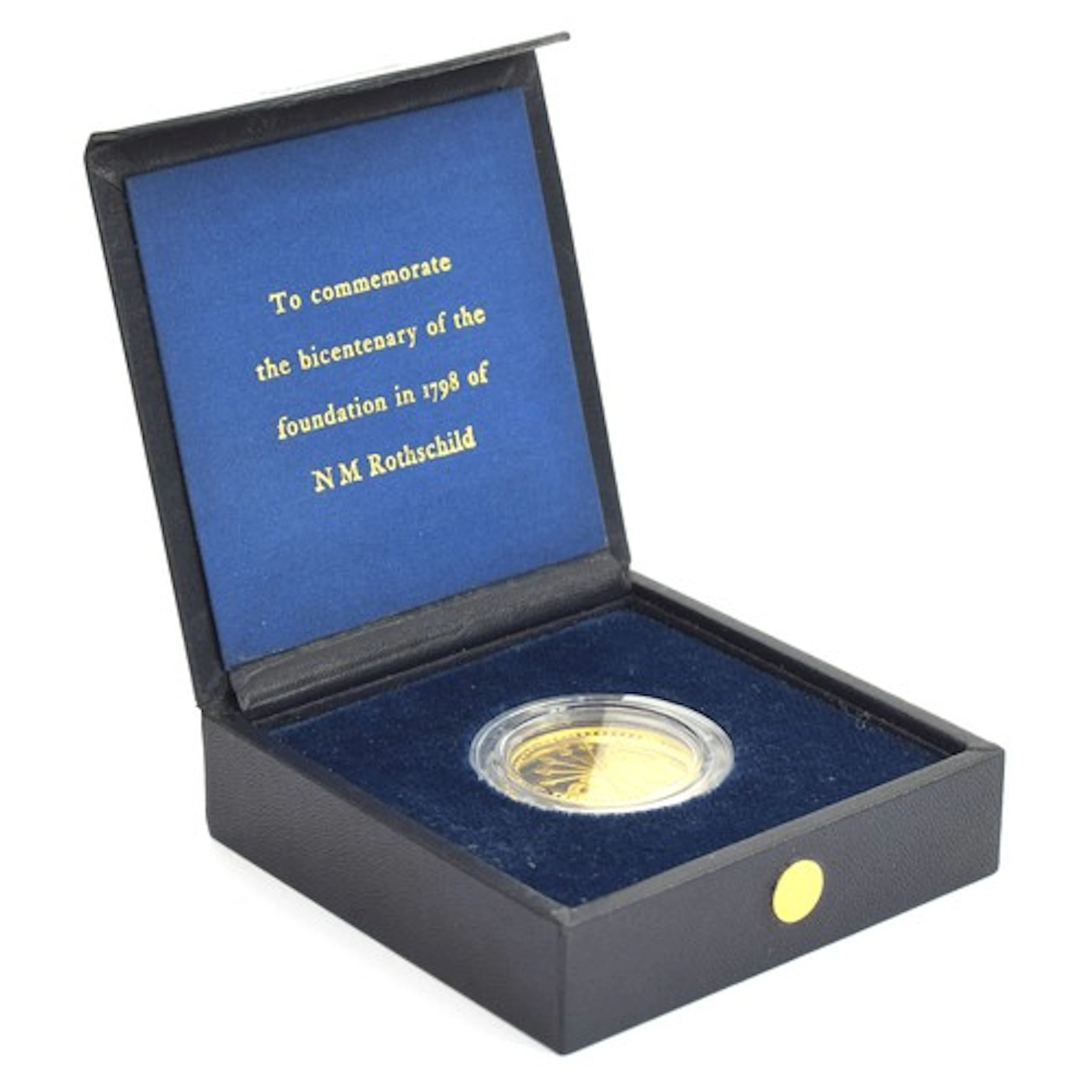 A Rothschild Bank 14ct gold commemorative bicentenary medall...