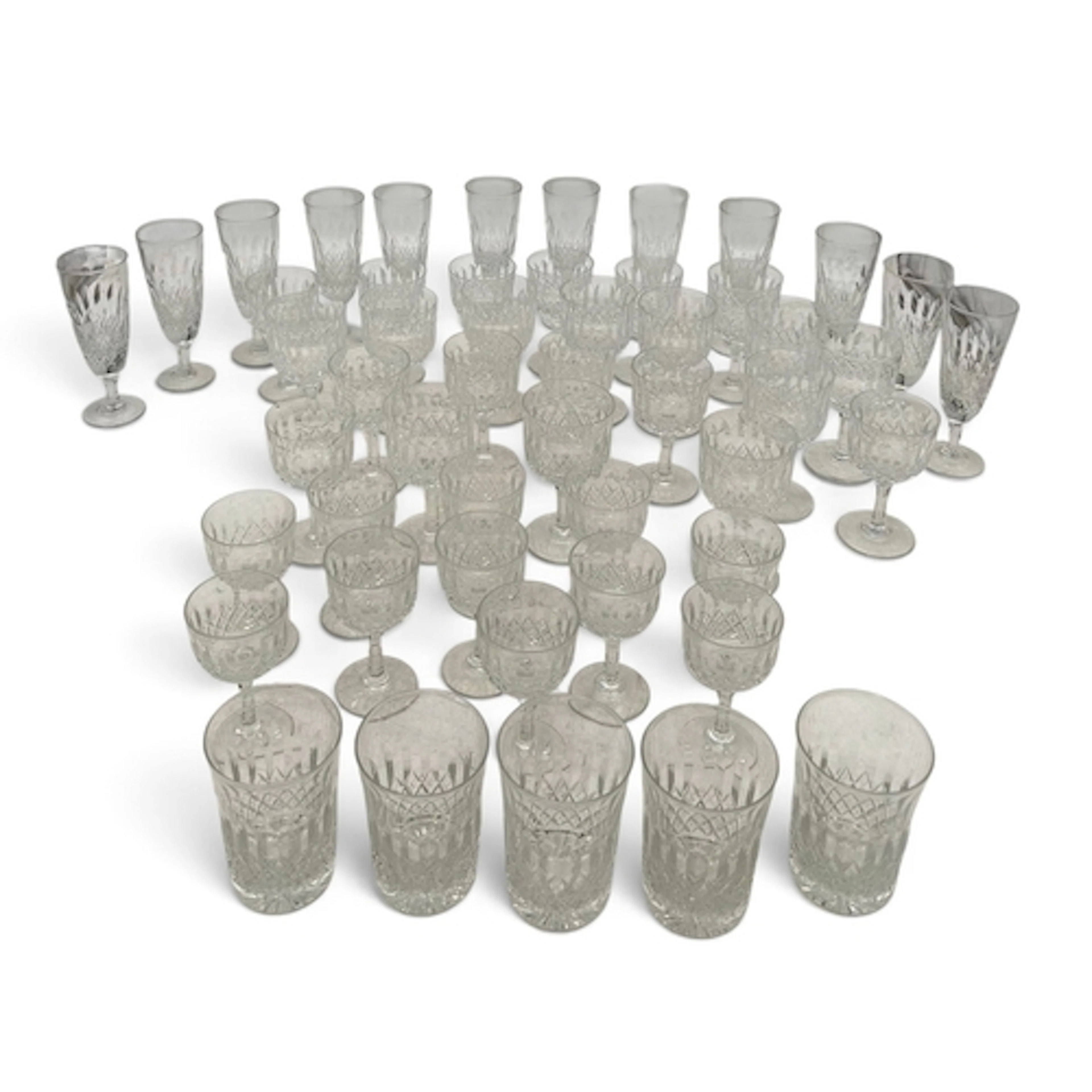 A SUITE OF THOMAS WEBB NORMANDY PATTERN TABLE GLASS, 46 PIEC...