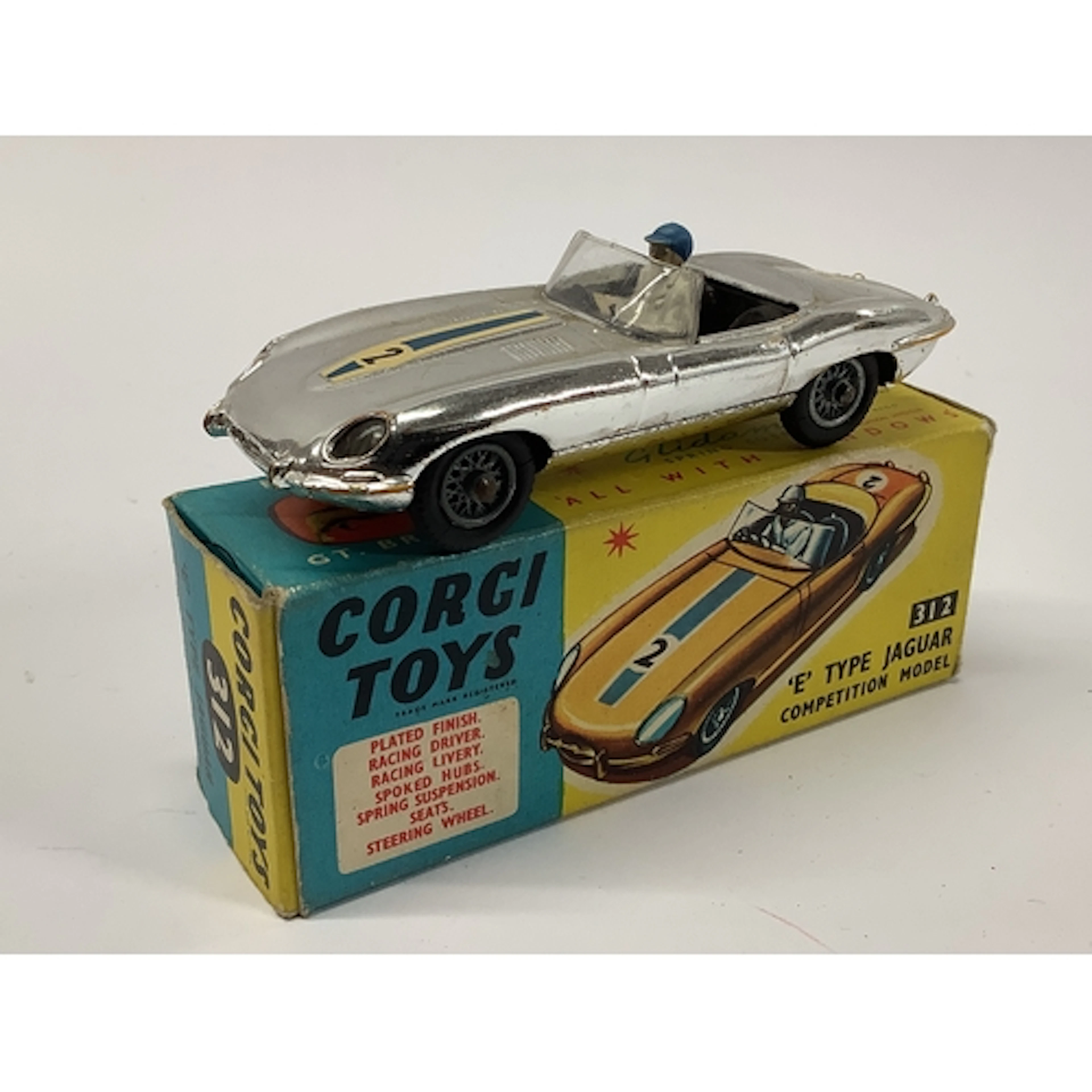 Original Corgi Toys No.312 E Type Jaguar Competition model. ...