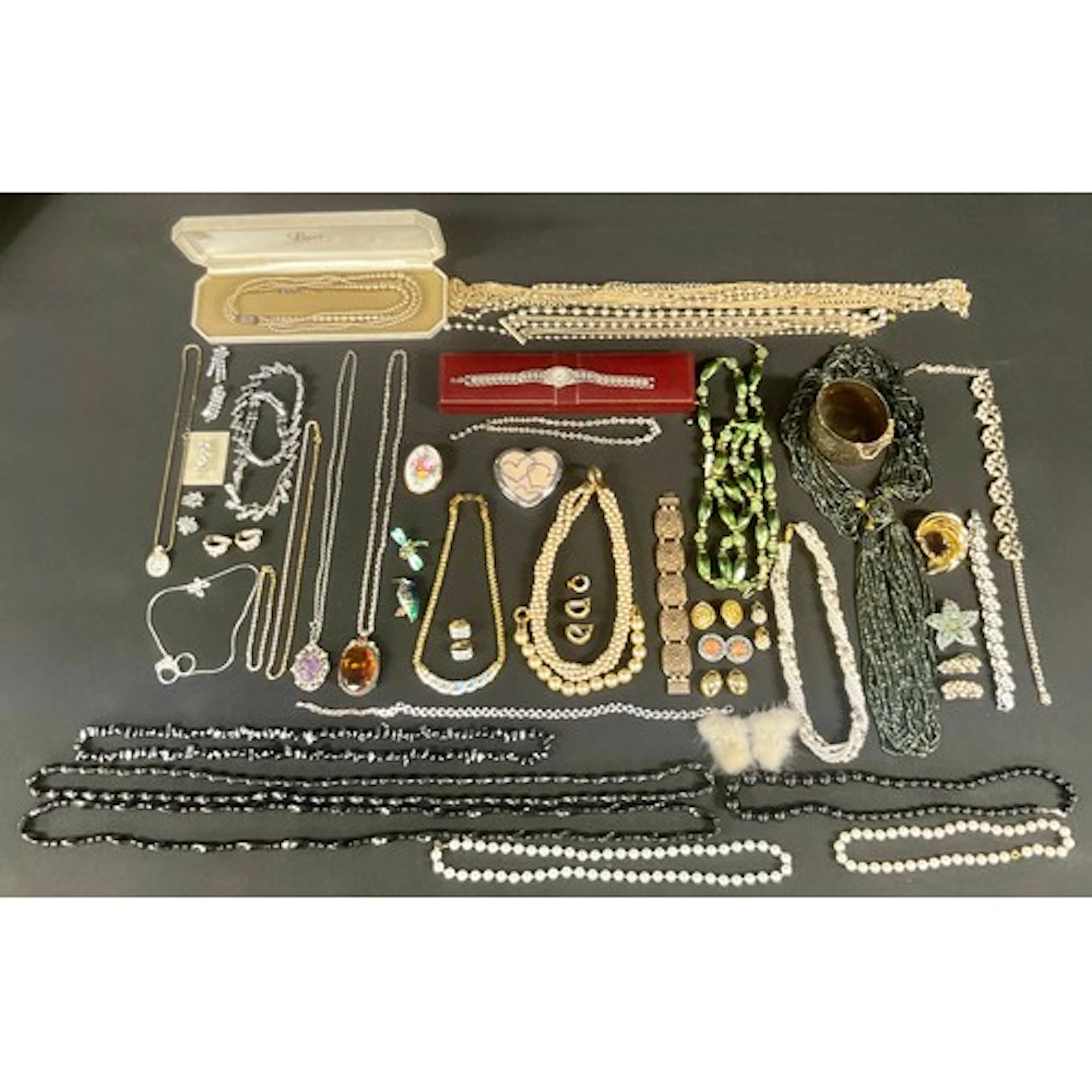 Costume Jewellery - a Swarovski necklace and clip earrings s...