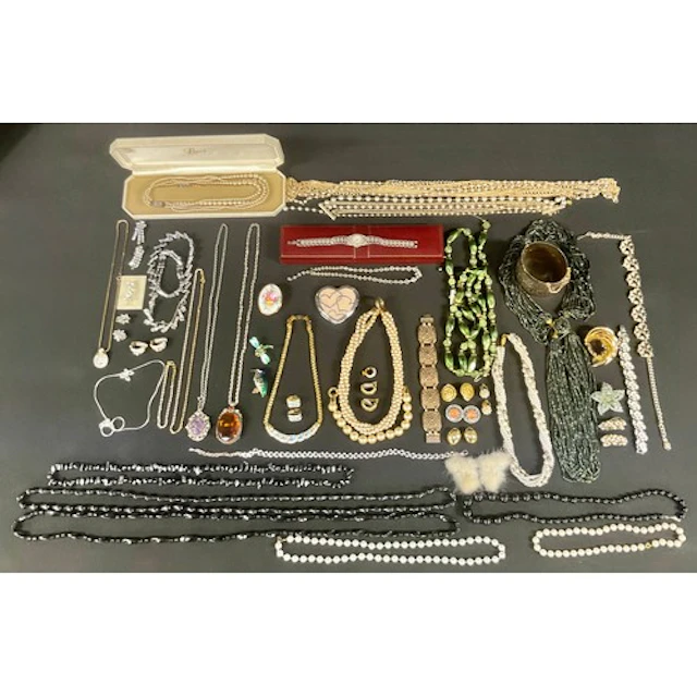 Costume Jewellery - a Swarovski necklace and clip earrings s...