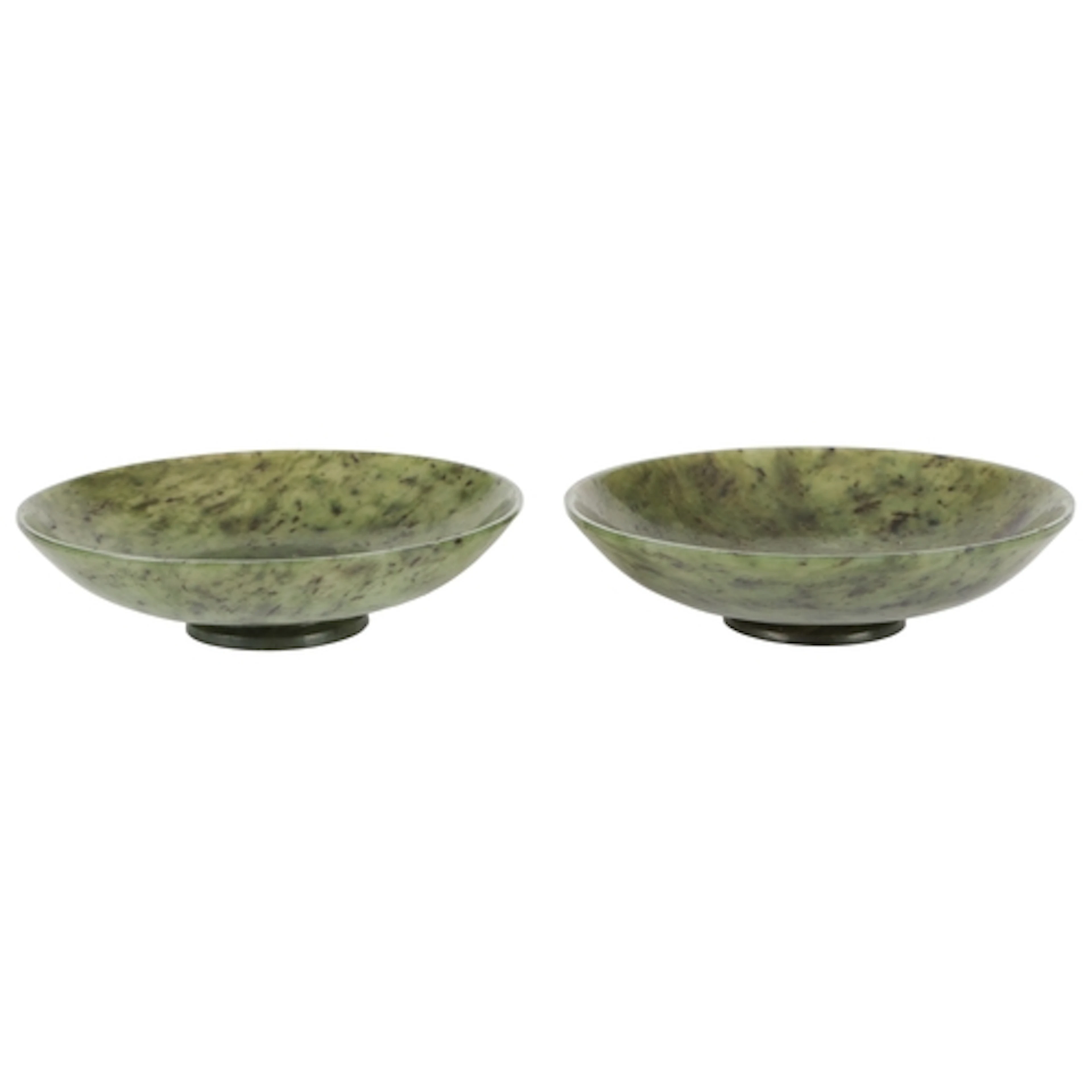 A pair of Chinese spinach green jade dishes, 18th century, e...