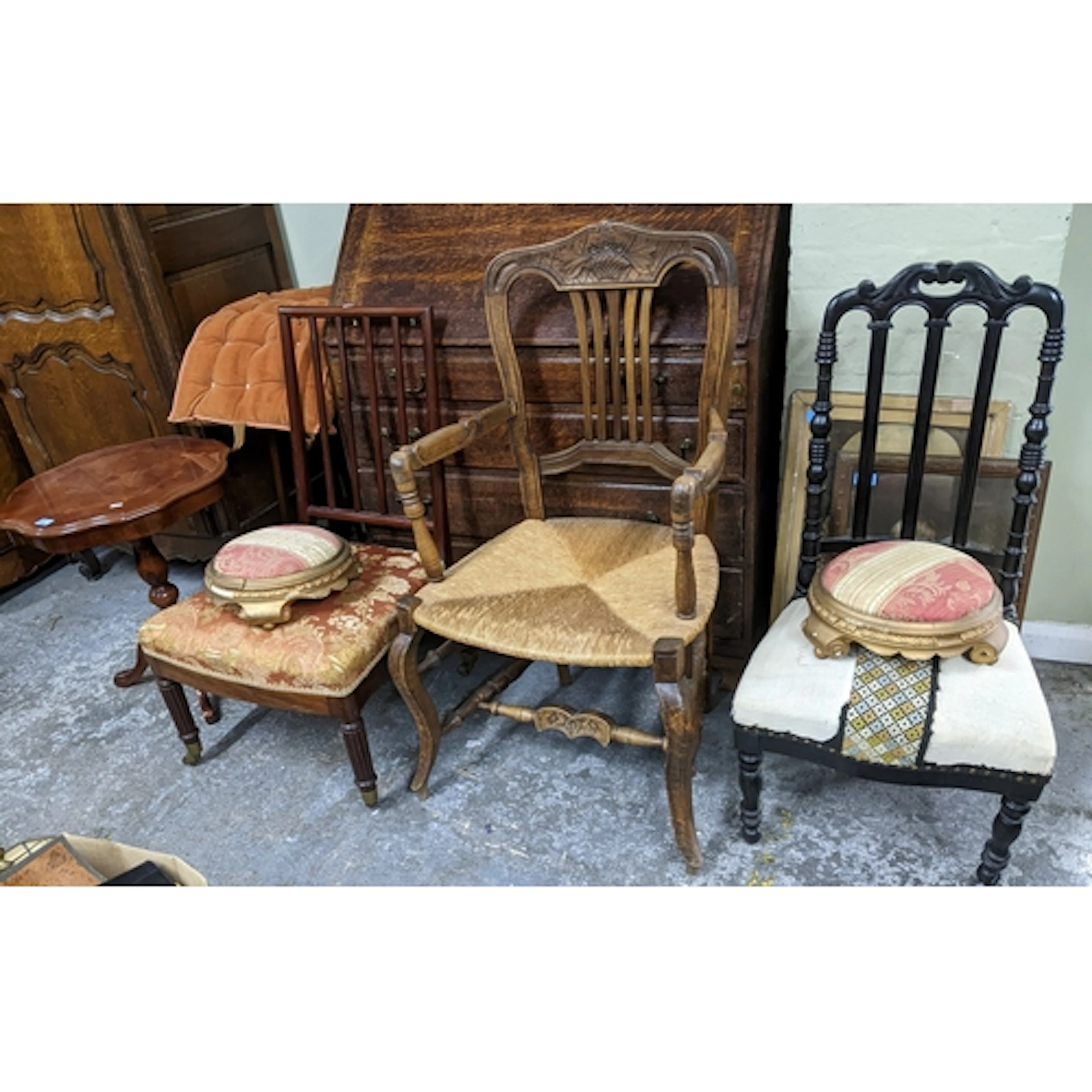 A group of small 19th century and later furniture comprising...