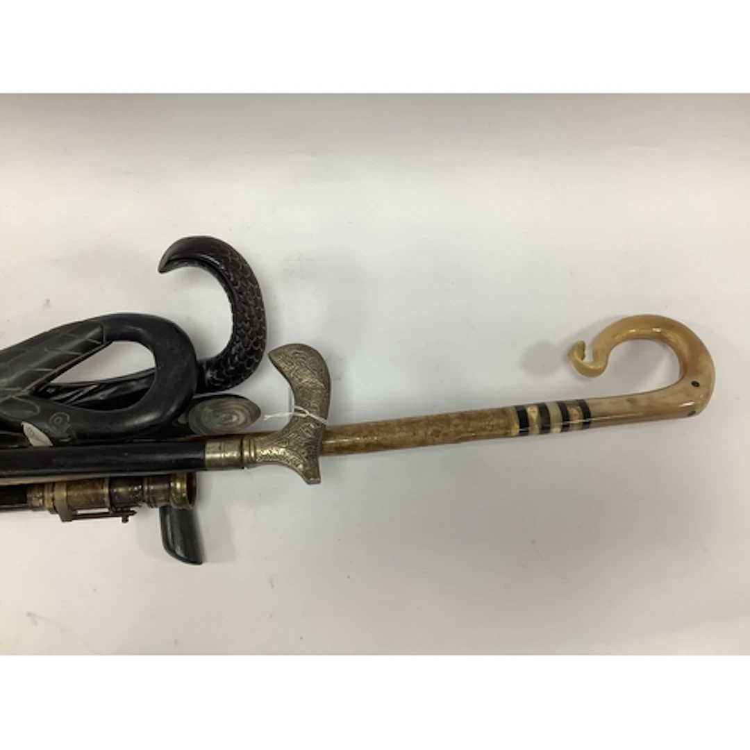 Seven Vintage Walking Sticks and Canes, including horn-handl...