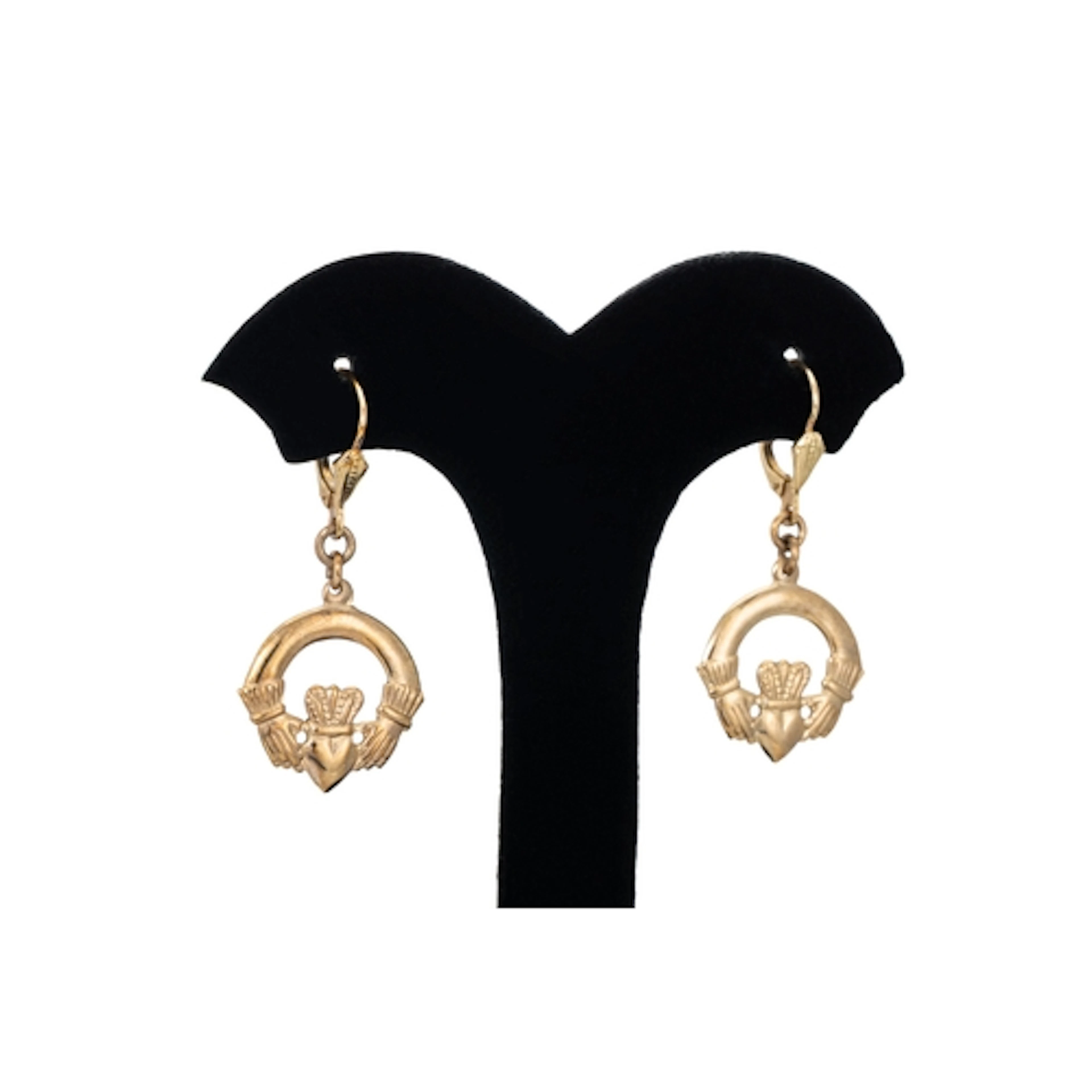 A PAIR OF 9CT GOLD CLADDAGH EARRINGS, 4.20 g.