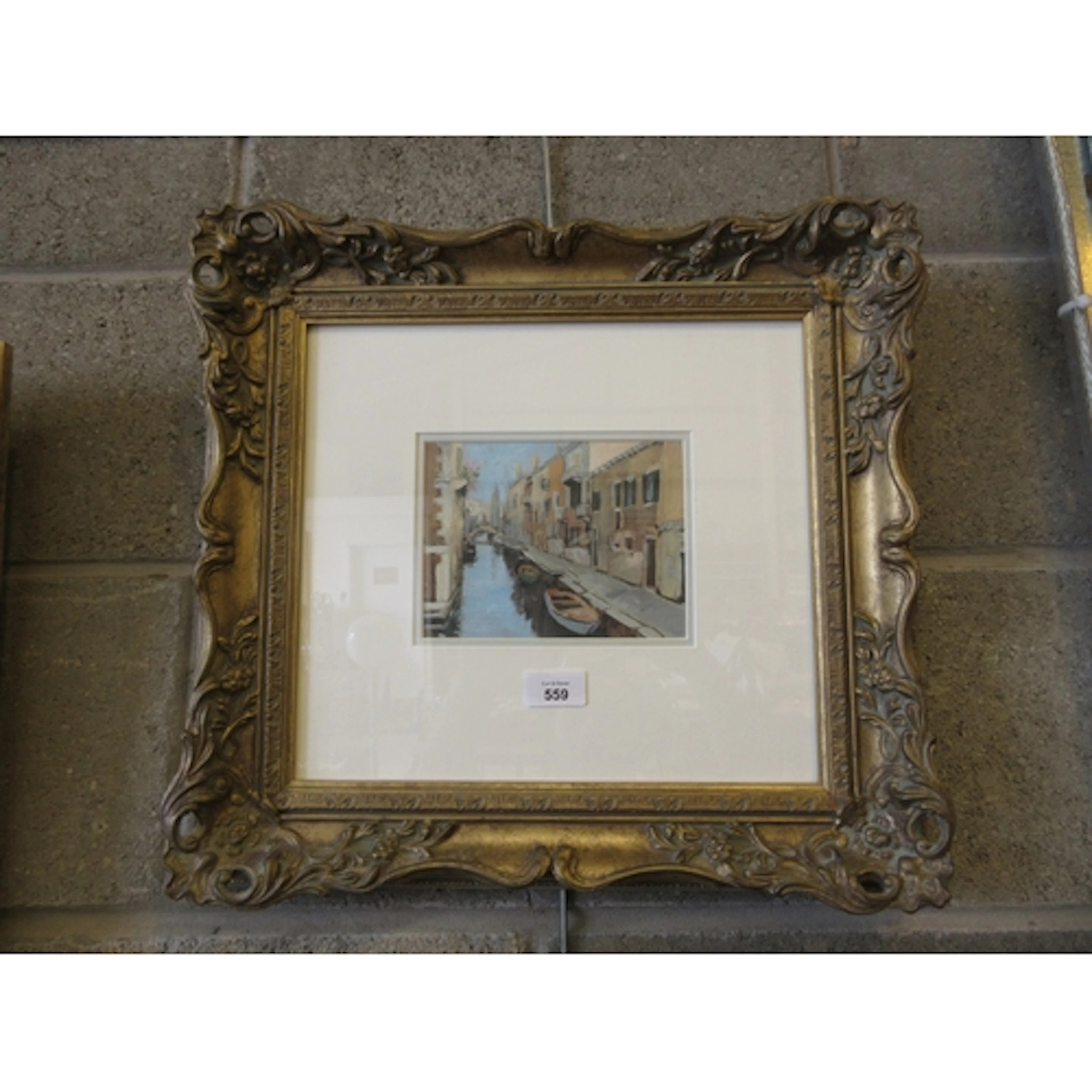 Venetian School, Oil Painting, Canal Scene, 12.5x126.5