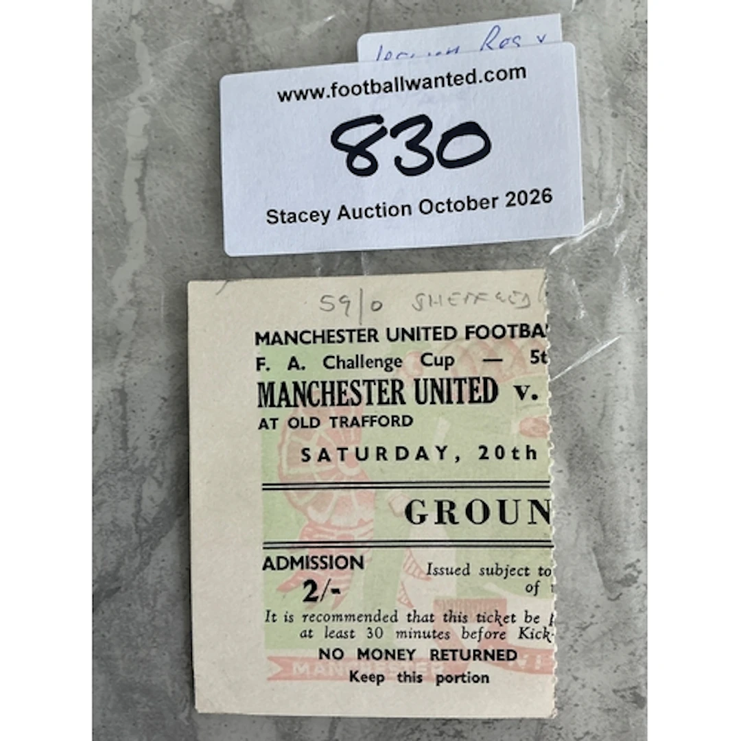 59/60 Manchester United v Sheffield Wednesday Football Ticke...