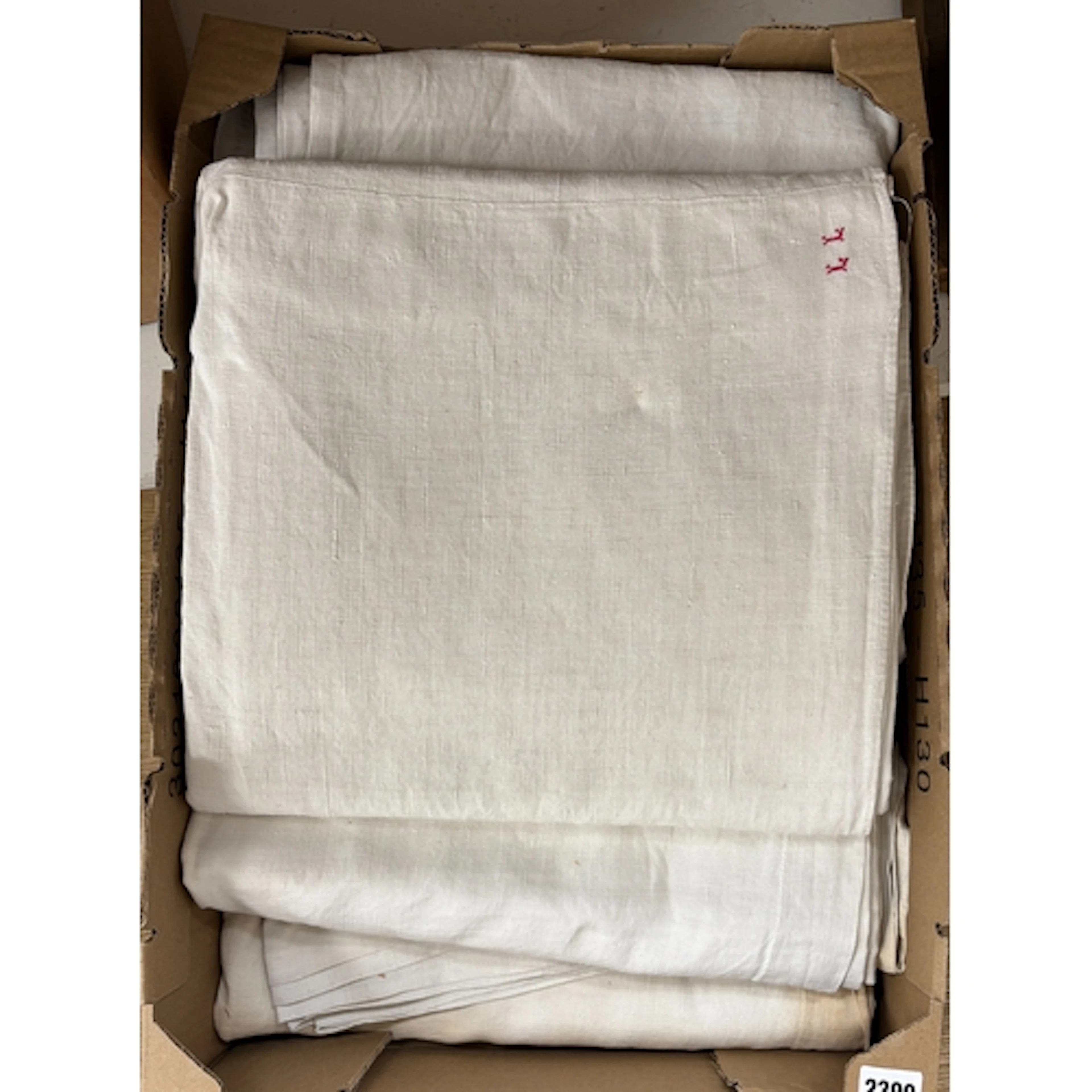 Five vintage French linen sheets
