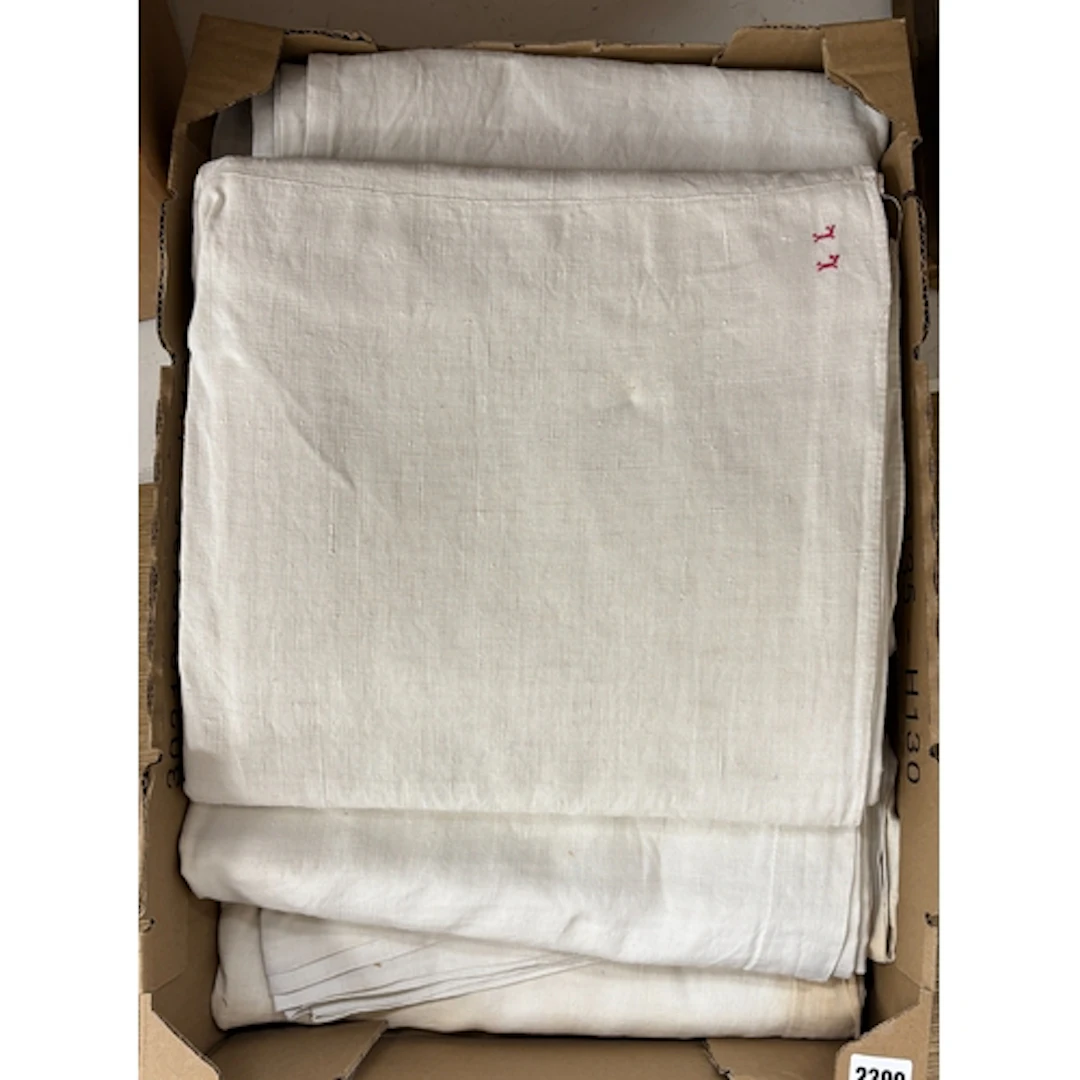 Five vintage French linen sheets