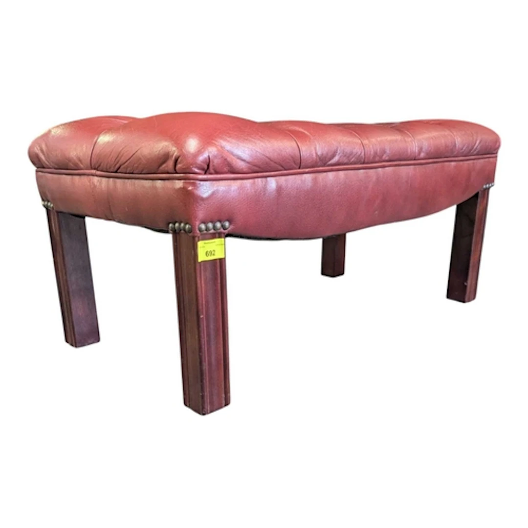 A vintage Chesterfield style deep buttoned ox blood leather ...