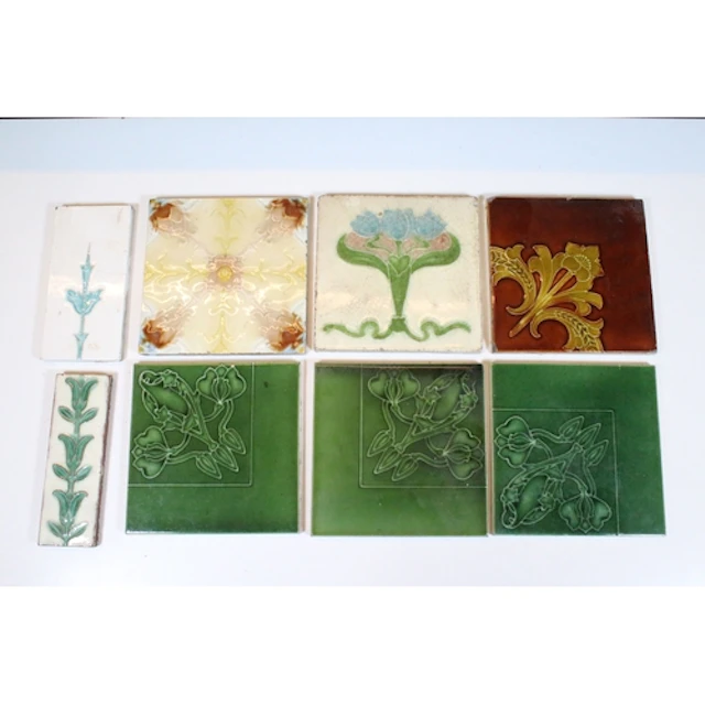 Group of Victorian and later tiles, to comprise Art Nouveau ...