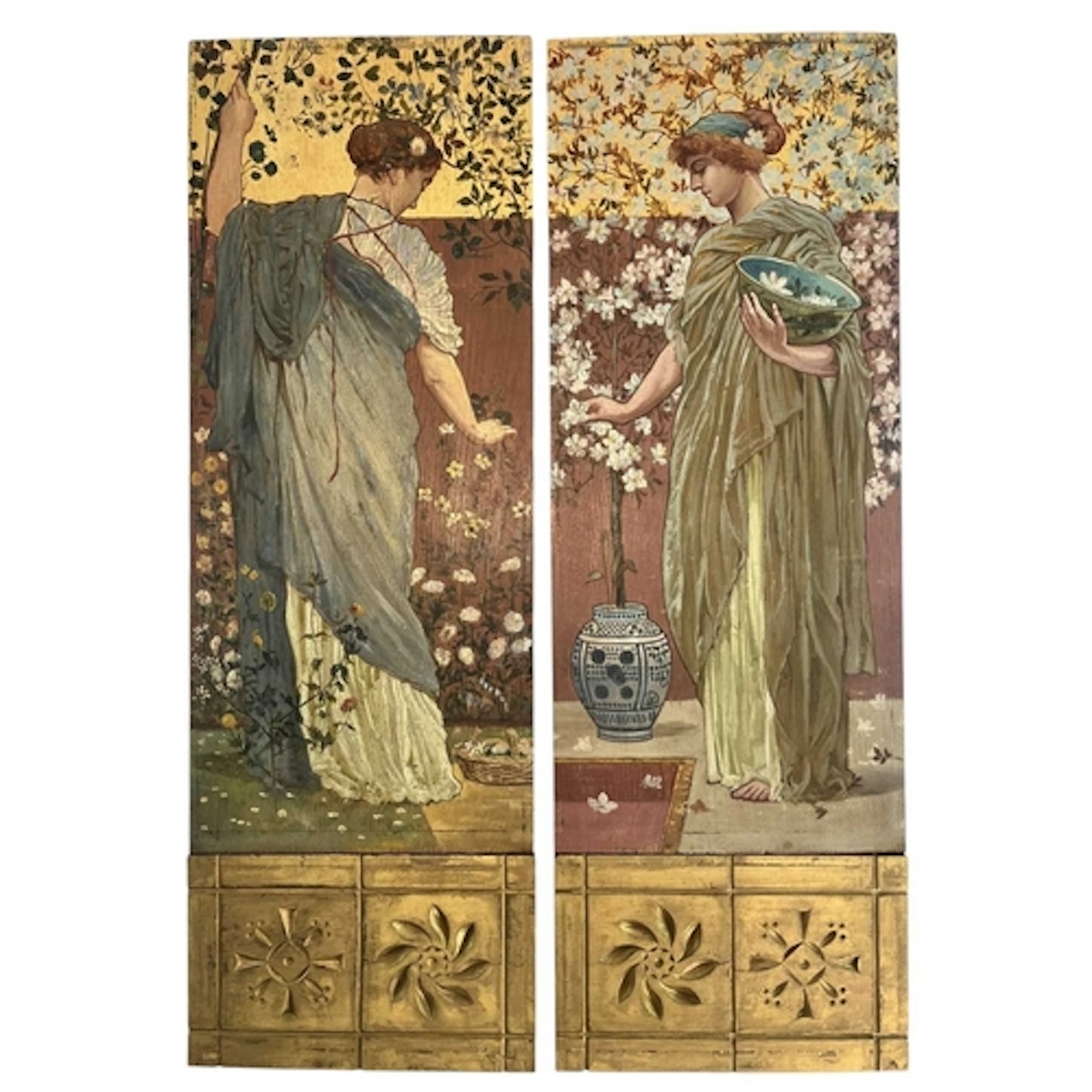 A pair of Pre-Raphaelite inspired Aesthetic Movement late 19...