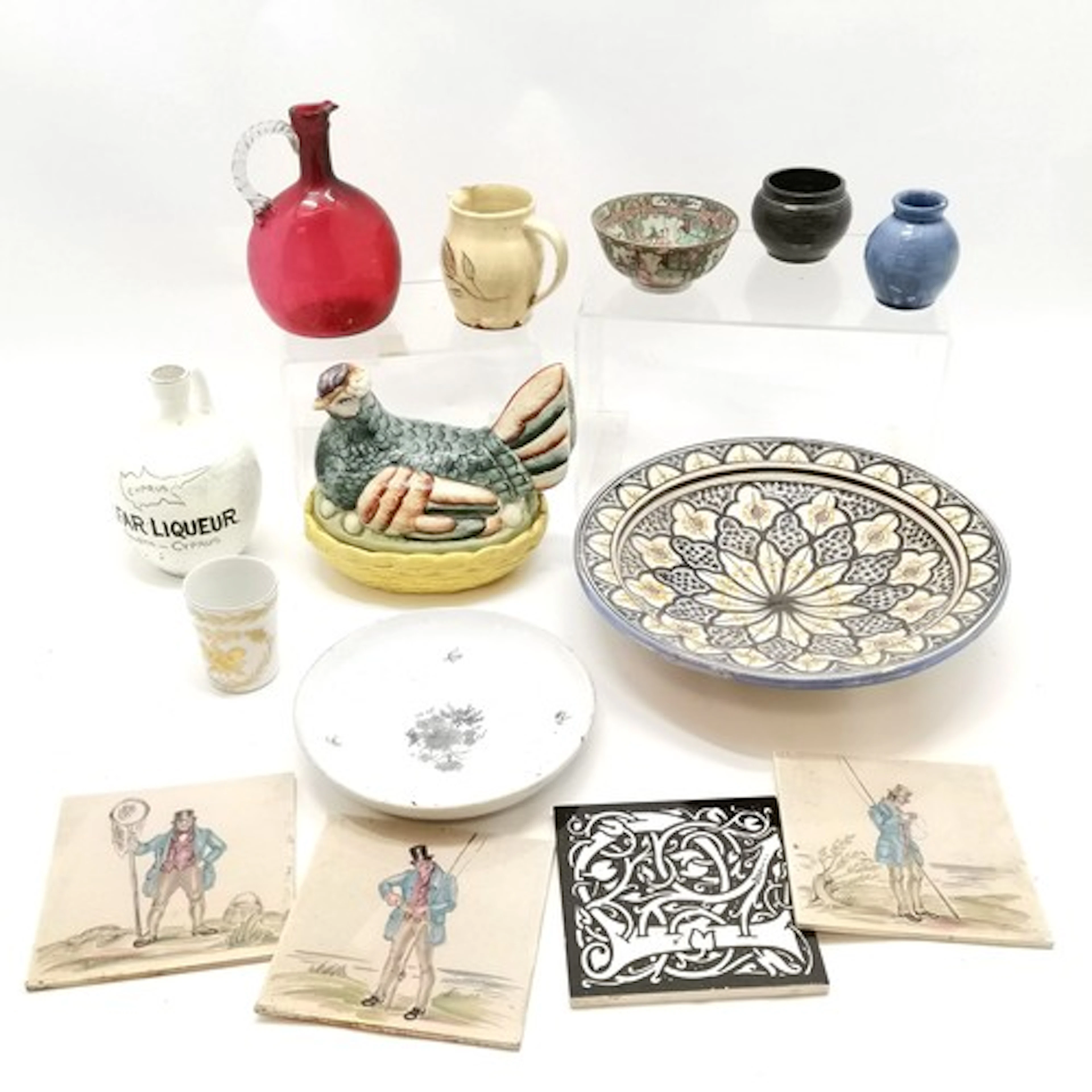 Quantity of antique and vintage ceramics including a flagon ...