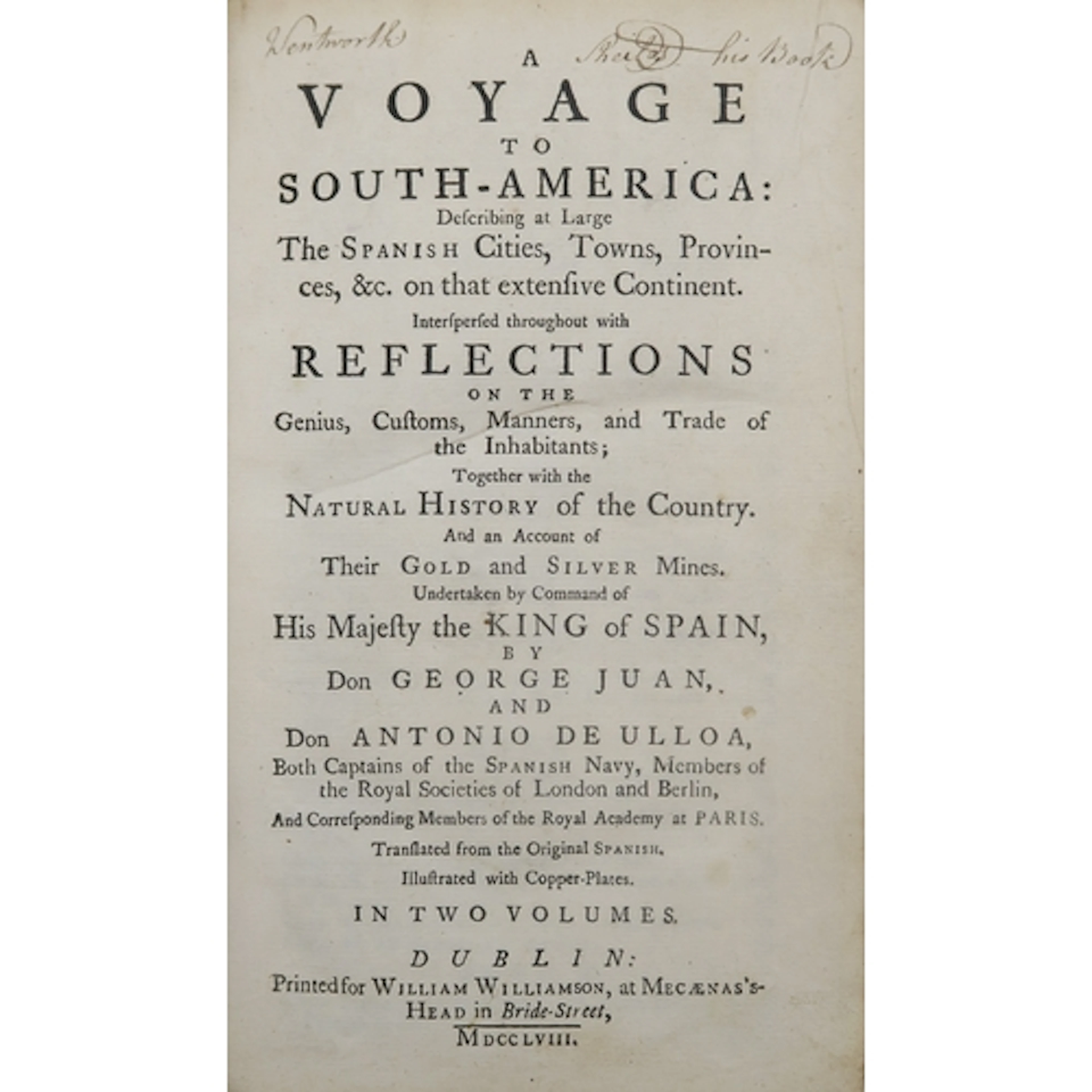 Juan (George) & de Ullua (Antonio) A Voyage to South Ame...