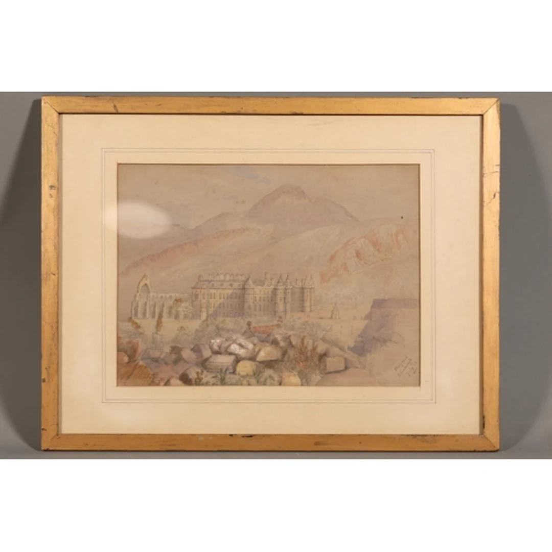 19TH CENTURY SCHOOL, Holyrood Palace and Arthur's Seat Edinb...