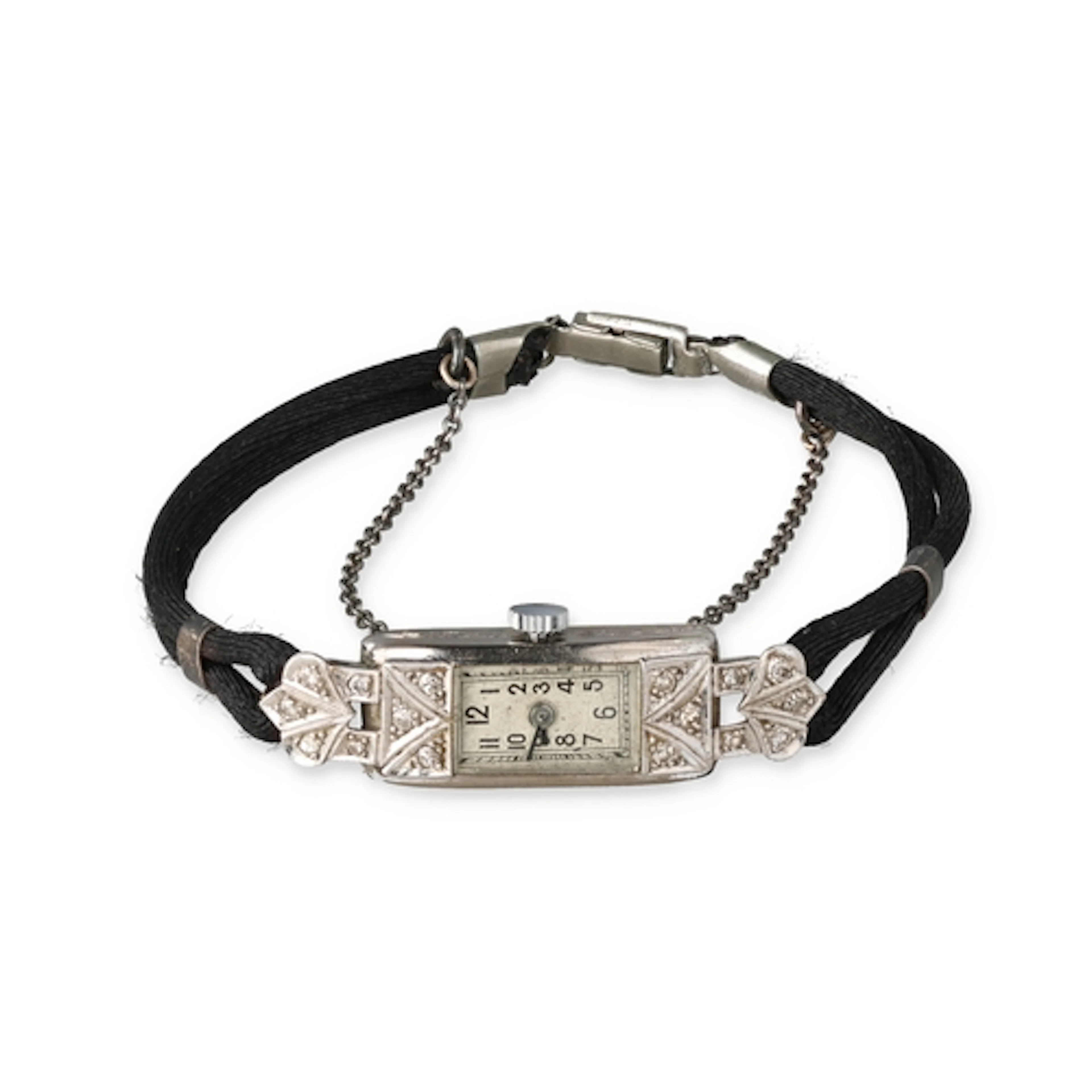AN ART DECO LADIES PLATINUM COCKTAIL WATCH