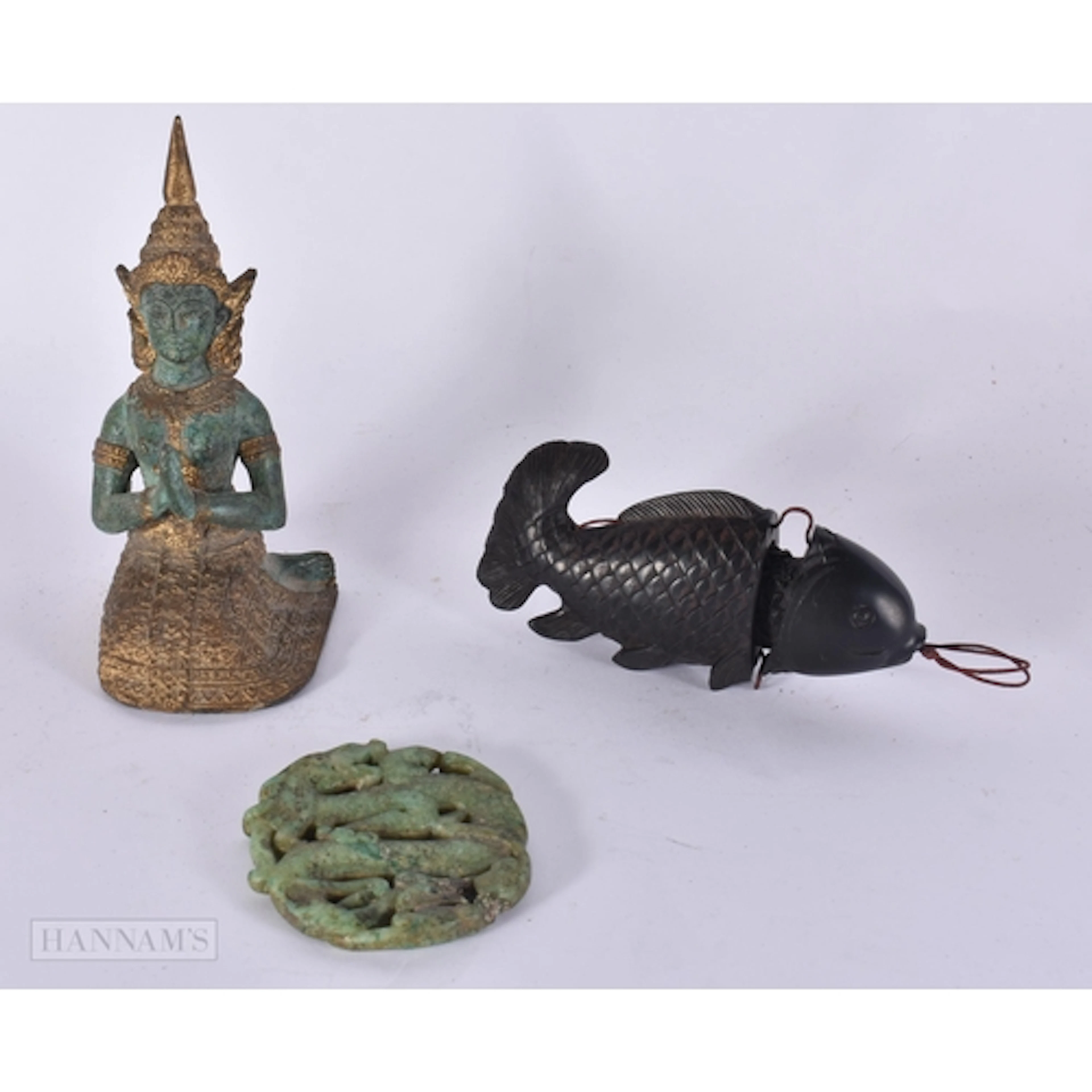 A THAI BRONZE BUDDHA etc. (3)