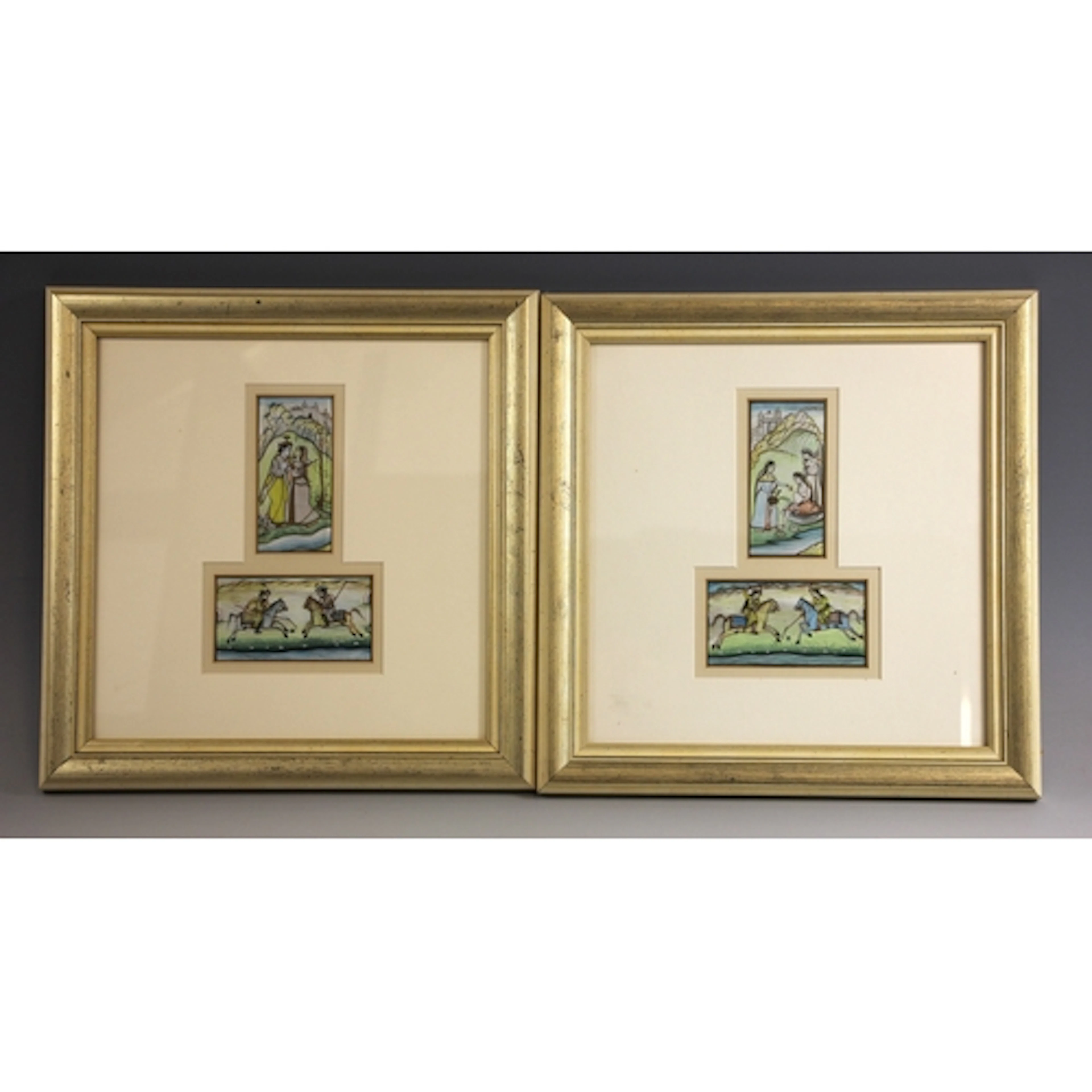 Mughal school (20th century), Four miniatures depicting a ...