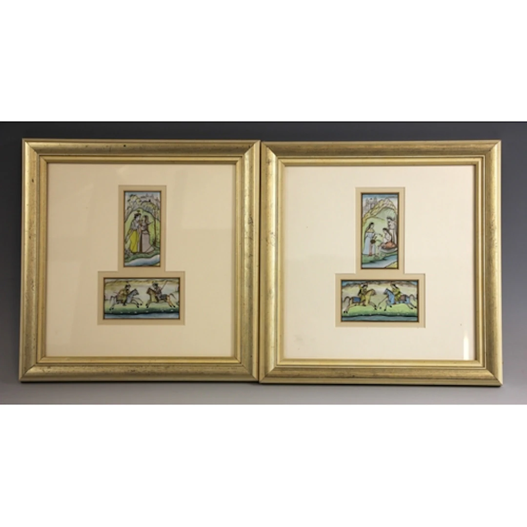 Mughal school (20th century), Four miniatures depicting a ...
