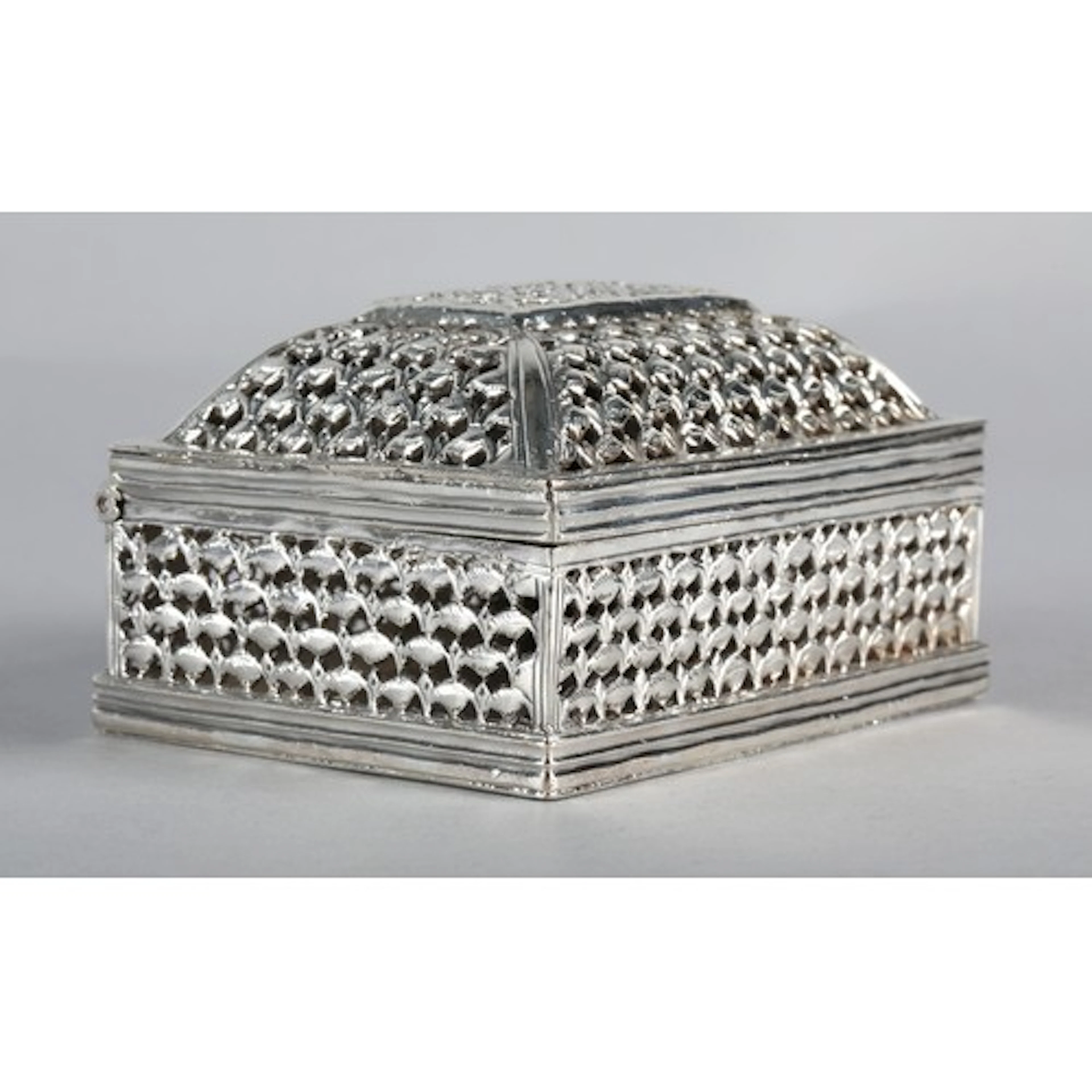 South East Asian silver coloured betel type box with hinged ...