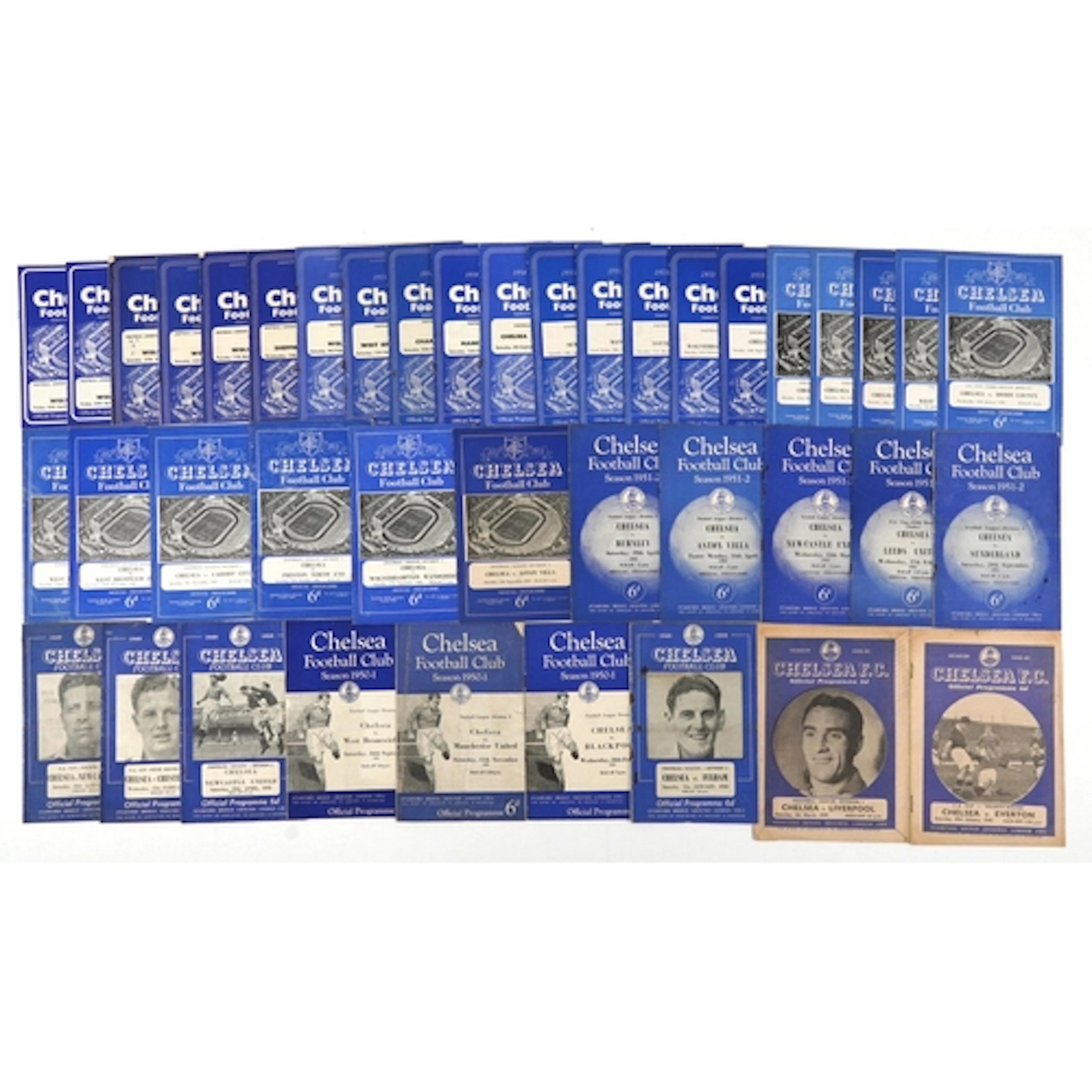 Forty one Chelsea Football Club official programmes dating f...