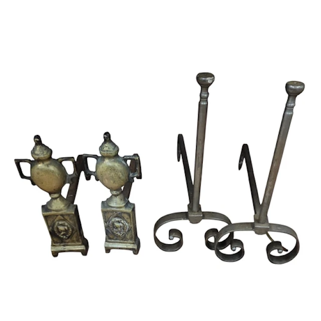 Two pairs of 19th Century Andirons. L 53 x H 48 cm approx.