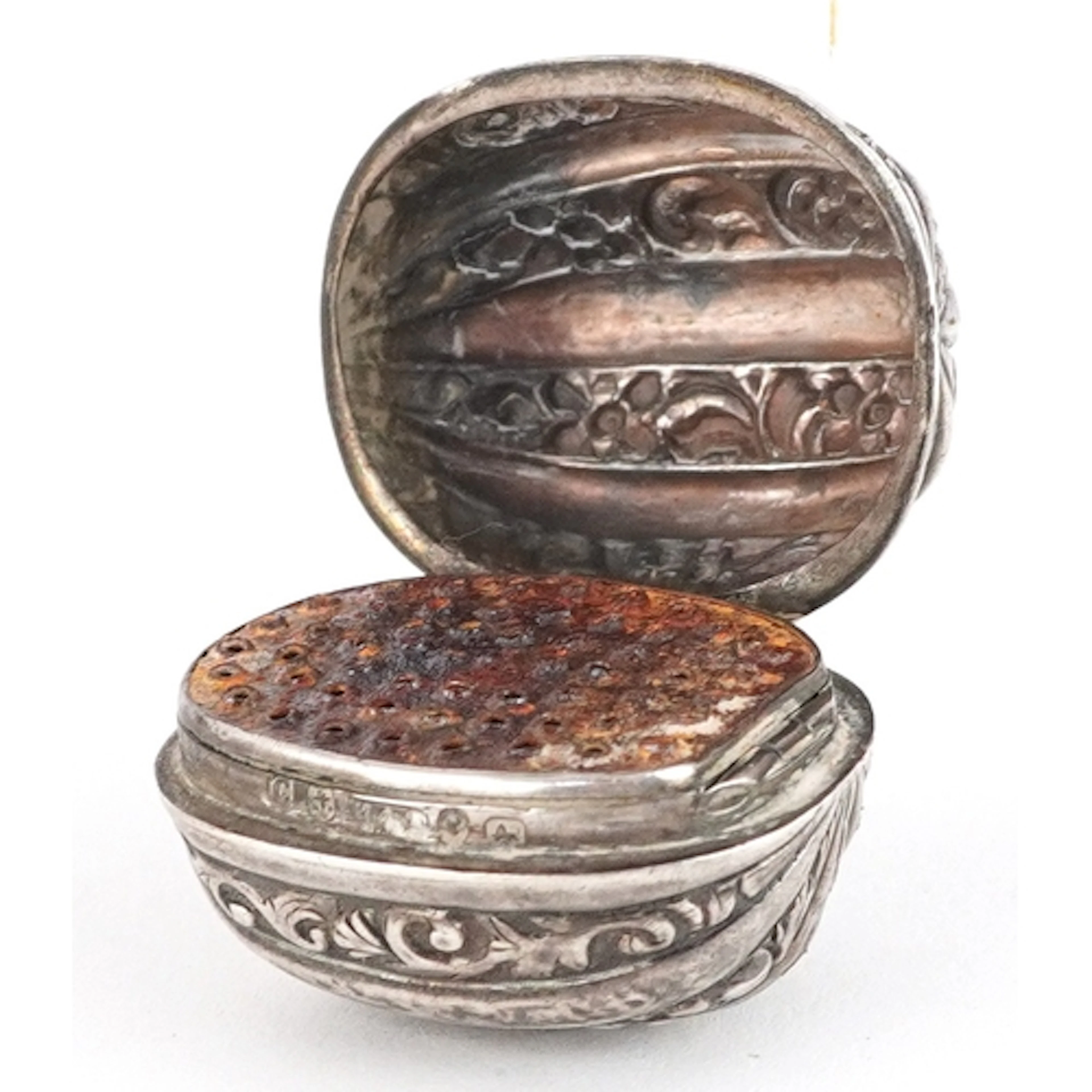 Hilliard & Thomason, Victorian silver nutmeg grater in the f...