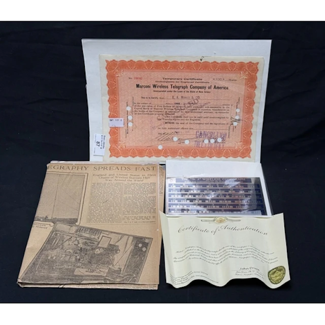 R.M.S. Titanic: R.M.S. Titanic: Marconi stock certificate/p...
