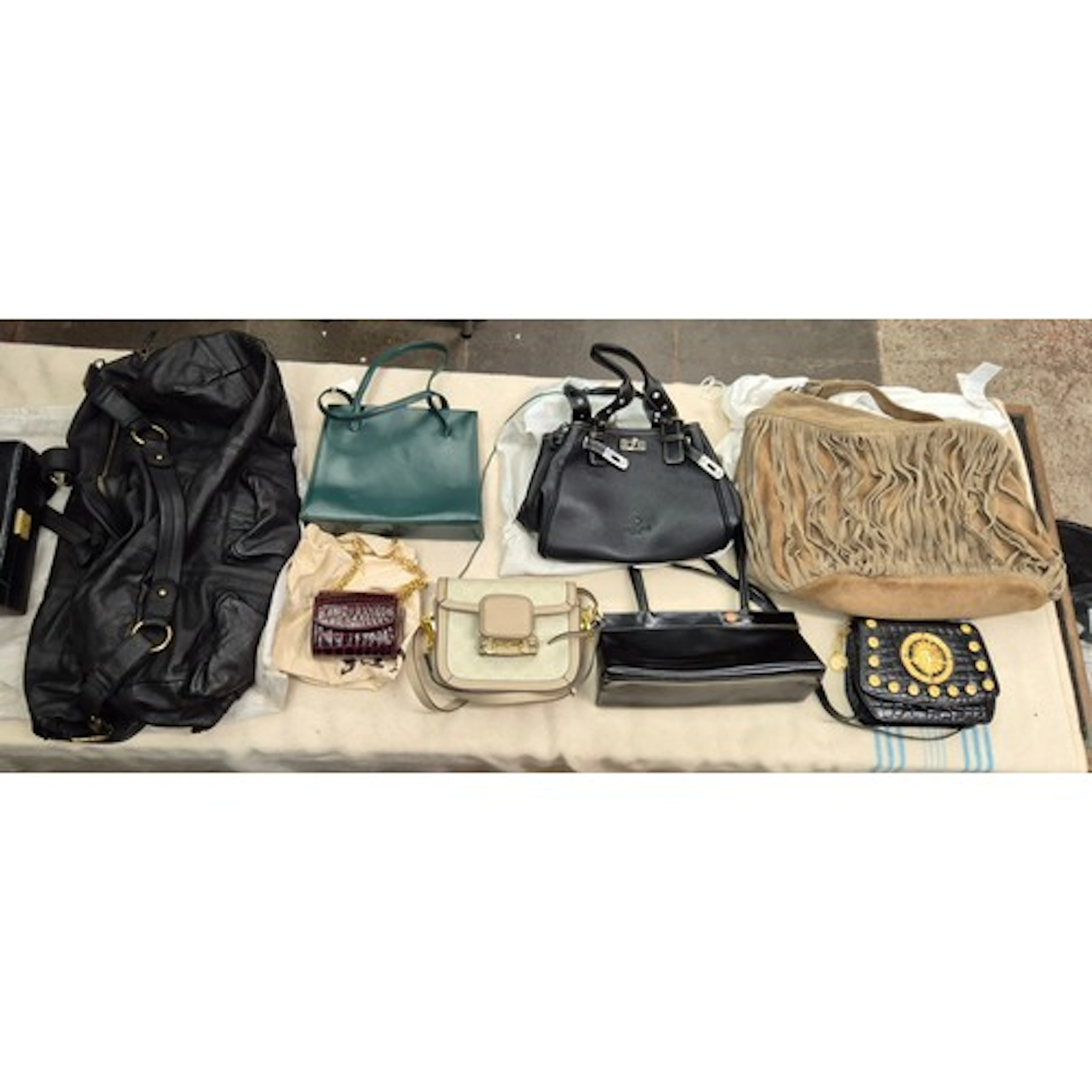 A box of assorted vintage handbags to include Gucci etc.
