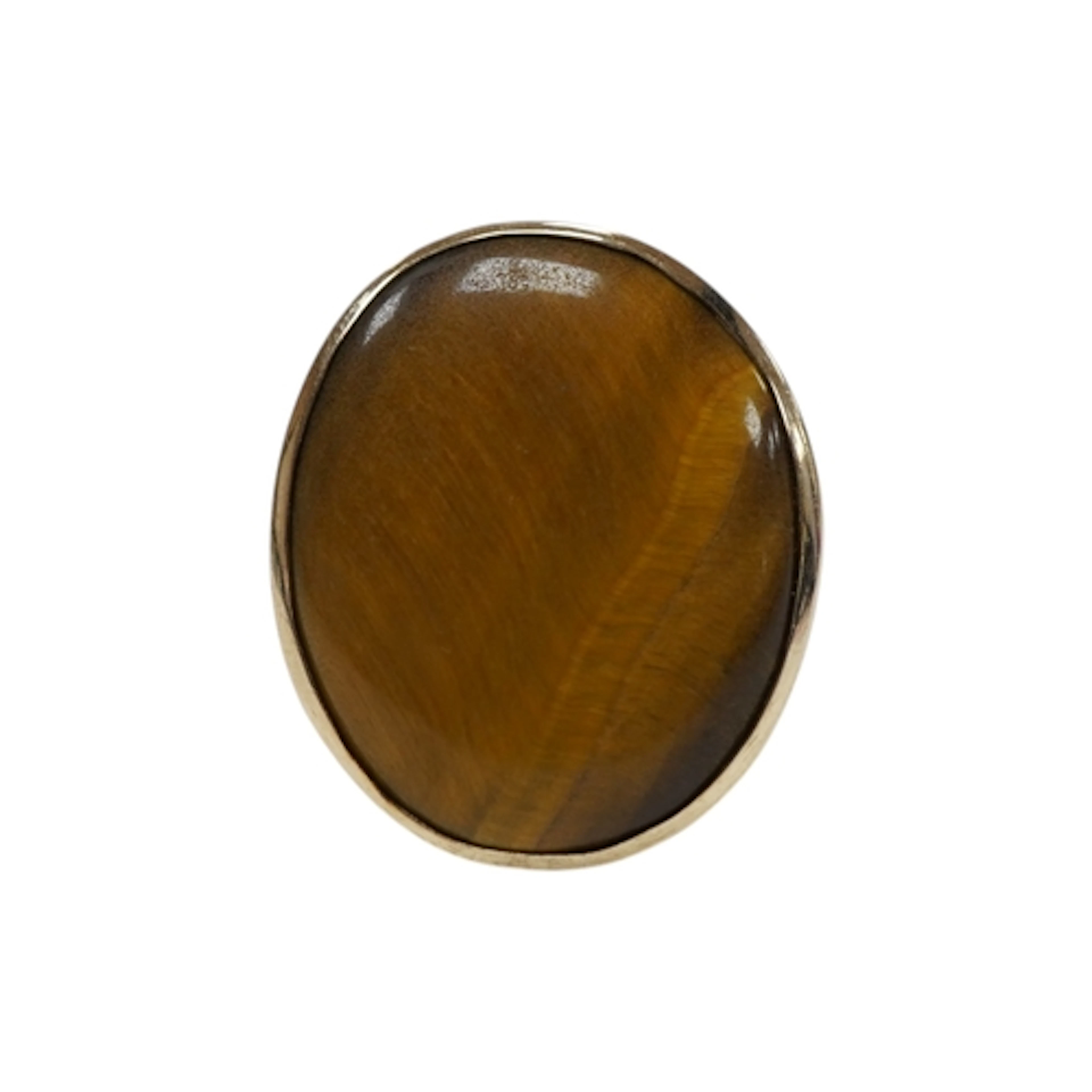 A 9ct gold and cabochon tigers eye quartz dress ring, size P...