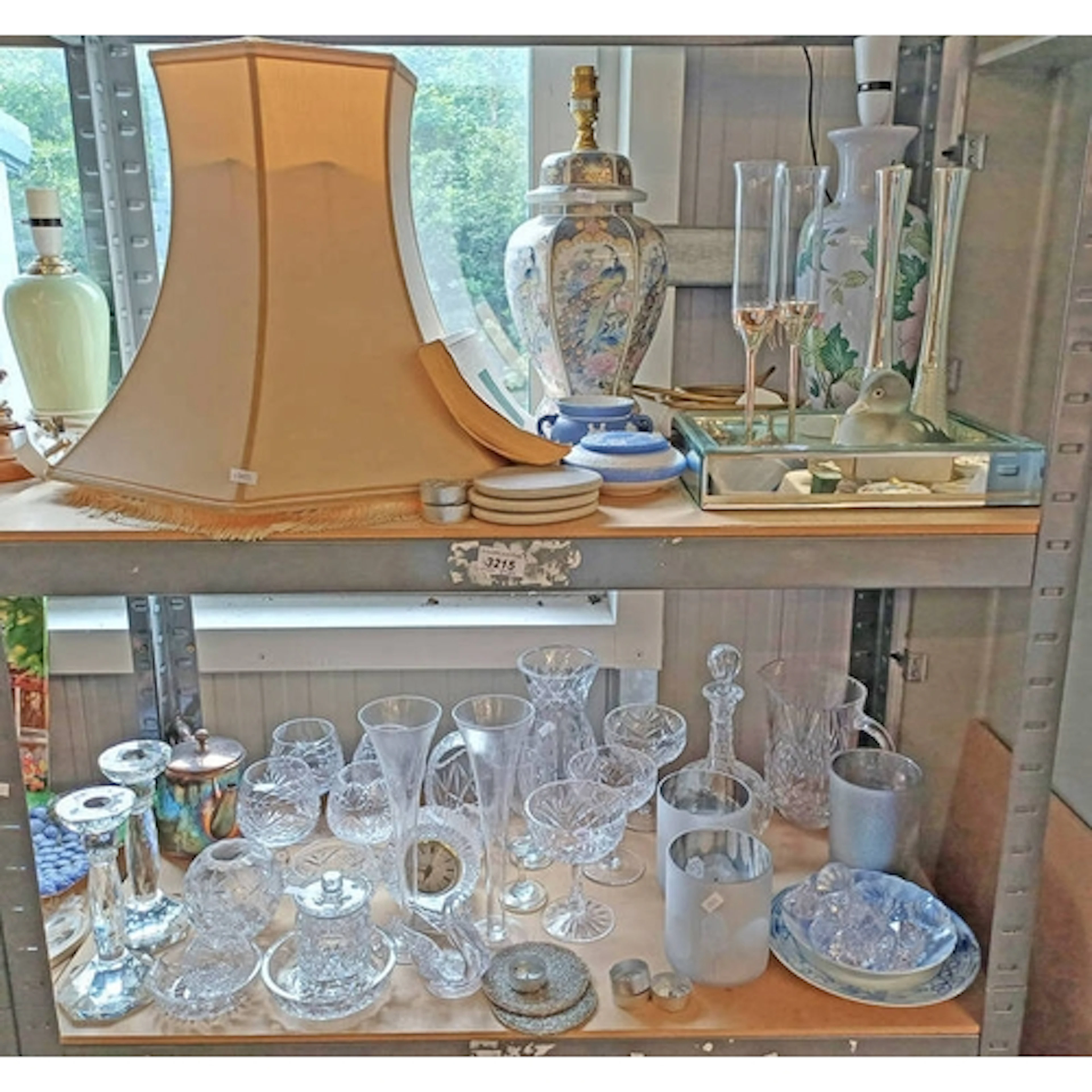 GOOD SELECTION PORCELAIN TABLE LAMPS, GLASSWARE, CRYSTAL, WE...