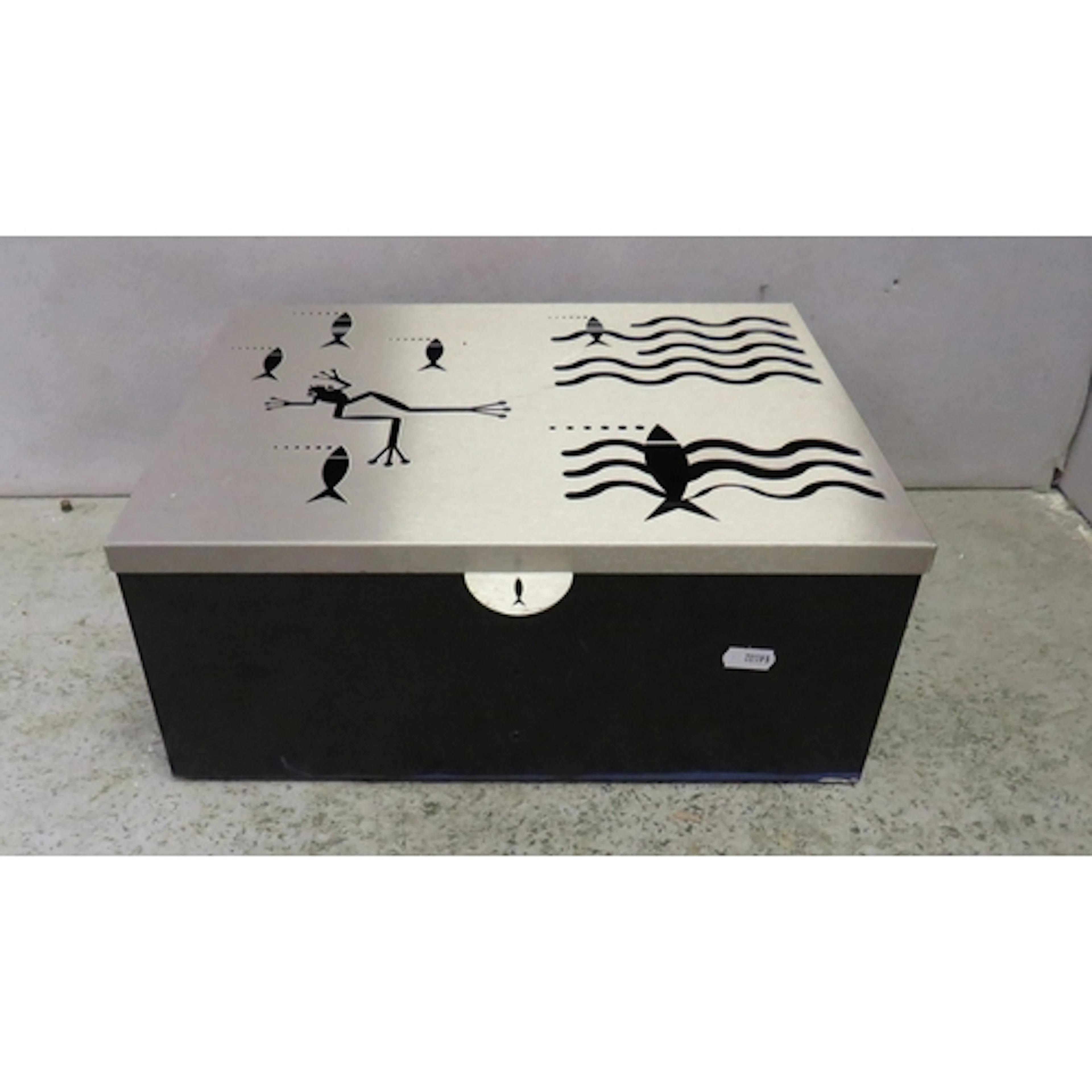 Black & Silver Storage Box with carvings to front, silver to...
