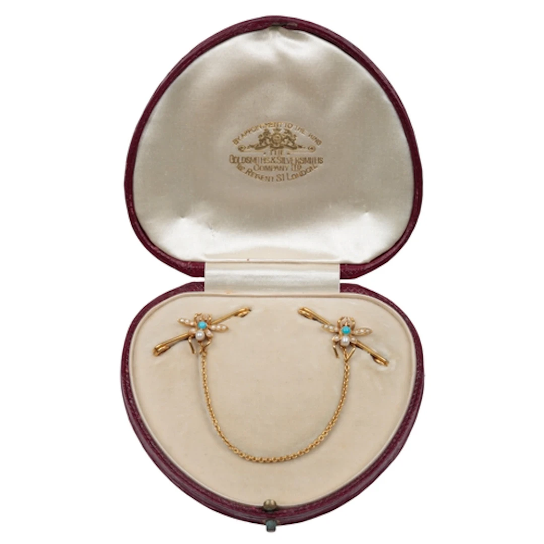 An Edwardian pearl and turquoise brooch, early 20th century,...
