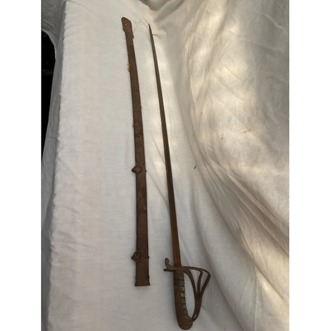 Restoration pipe backed sword and sheath.