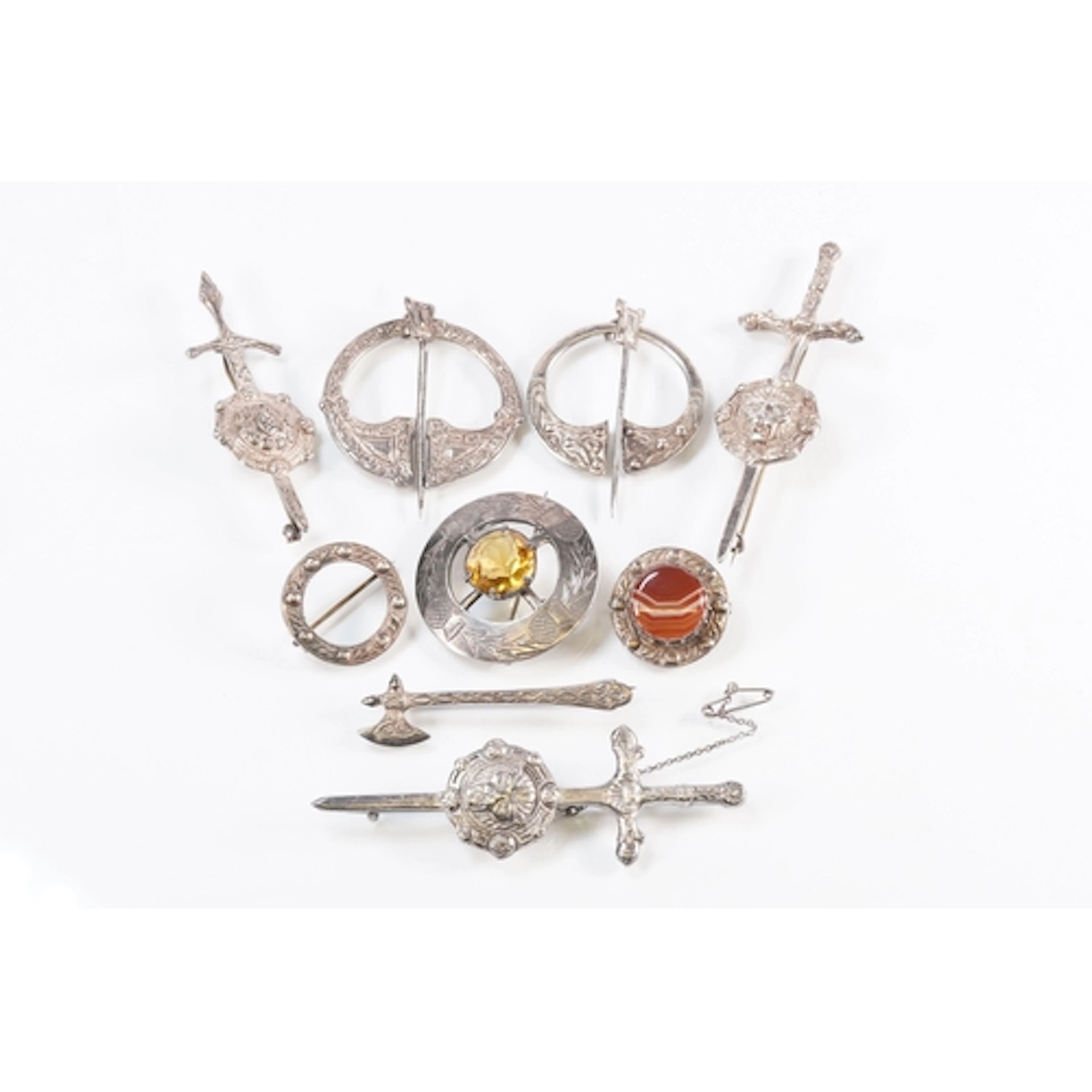 Collection of mid 20th Century Scottish silver brooches by R...