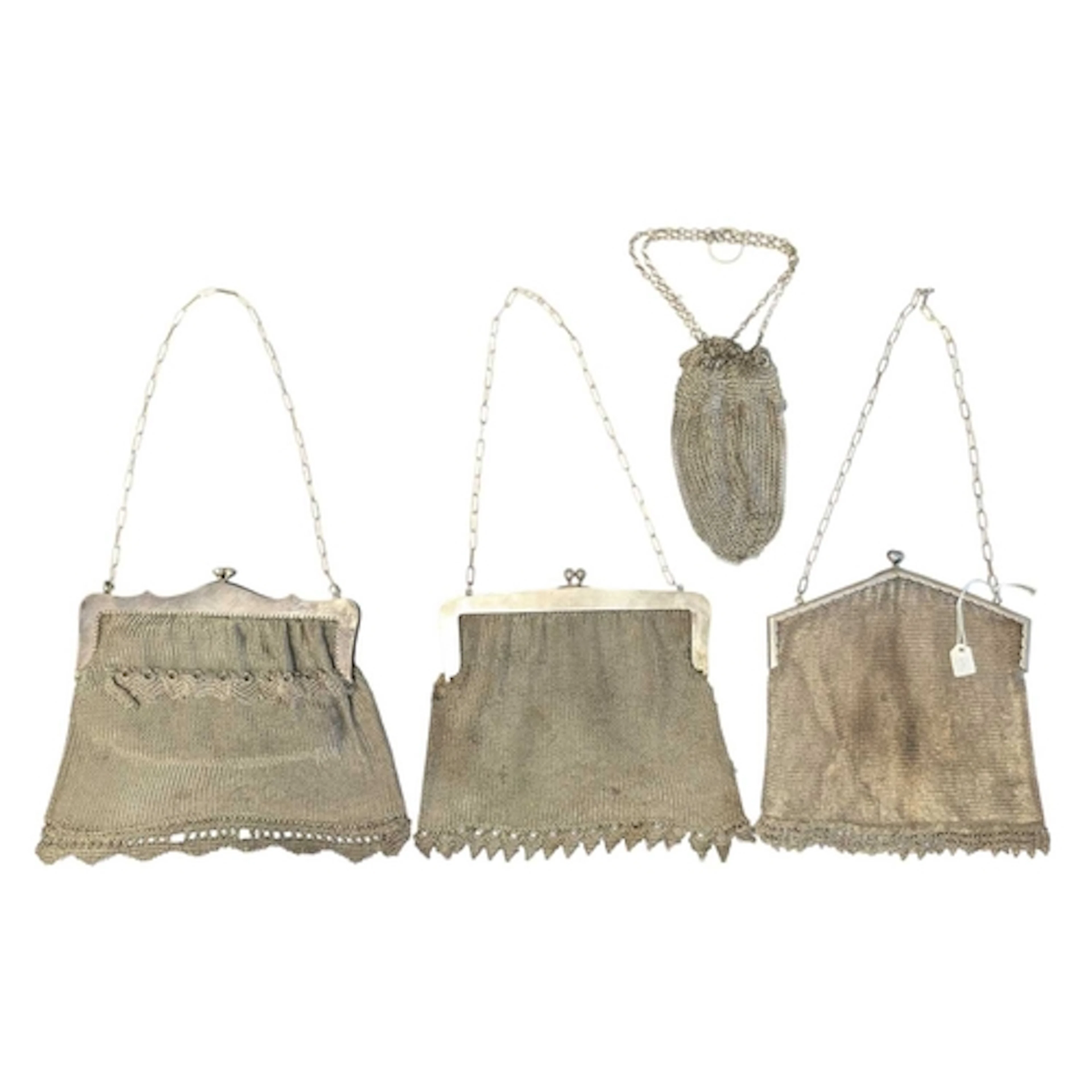 Four early 20th century vintage ladies' mesh chainmail bags ...