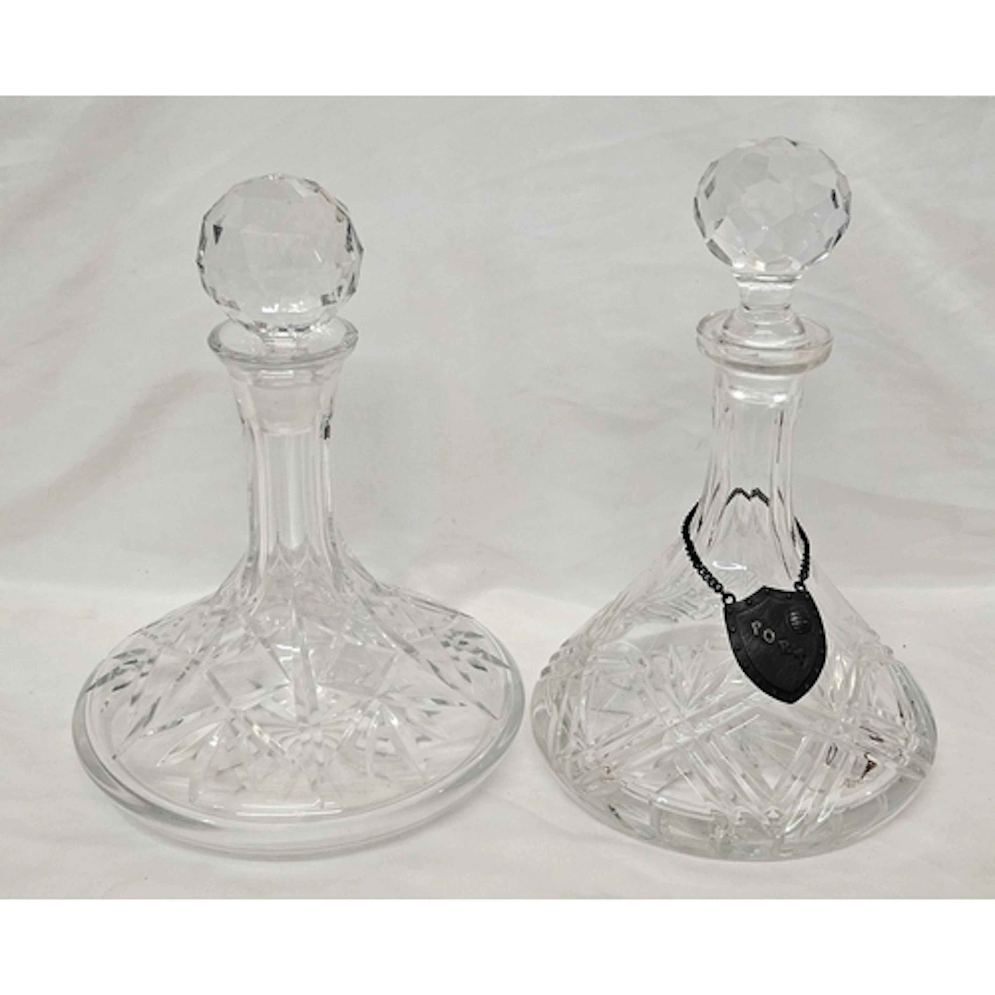 2 Vintage Crystal Ships Decanters approx. 27cm H (2)
