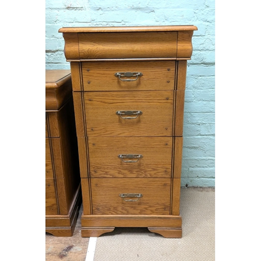 A French style cherry finished chest of five drawers with br...