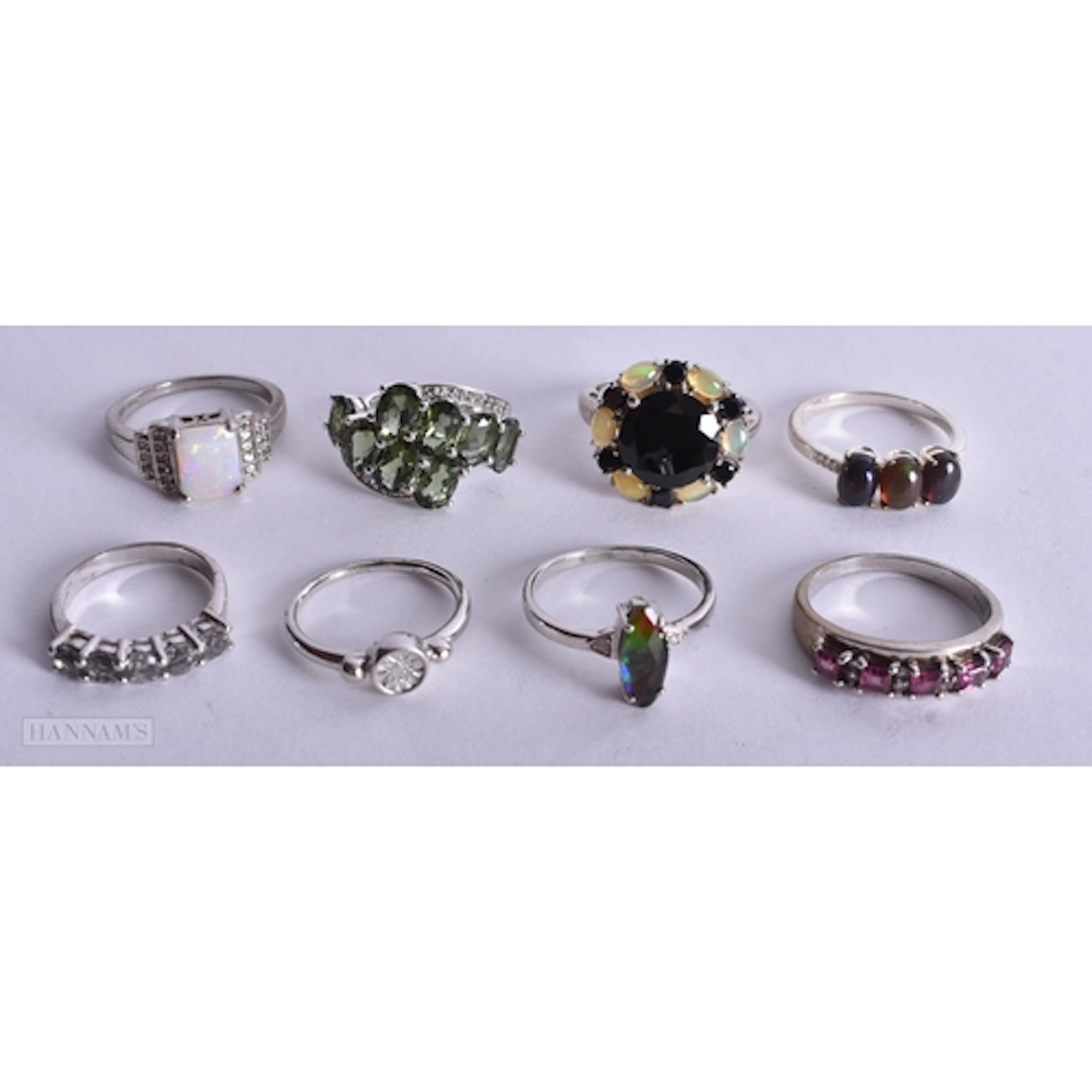 Collection of Sterling Silver TGGC Rings inc. Opal, Diamond ...
